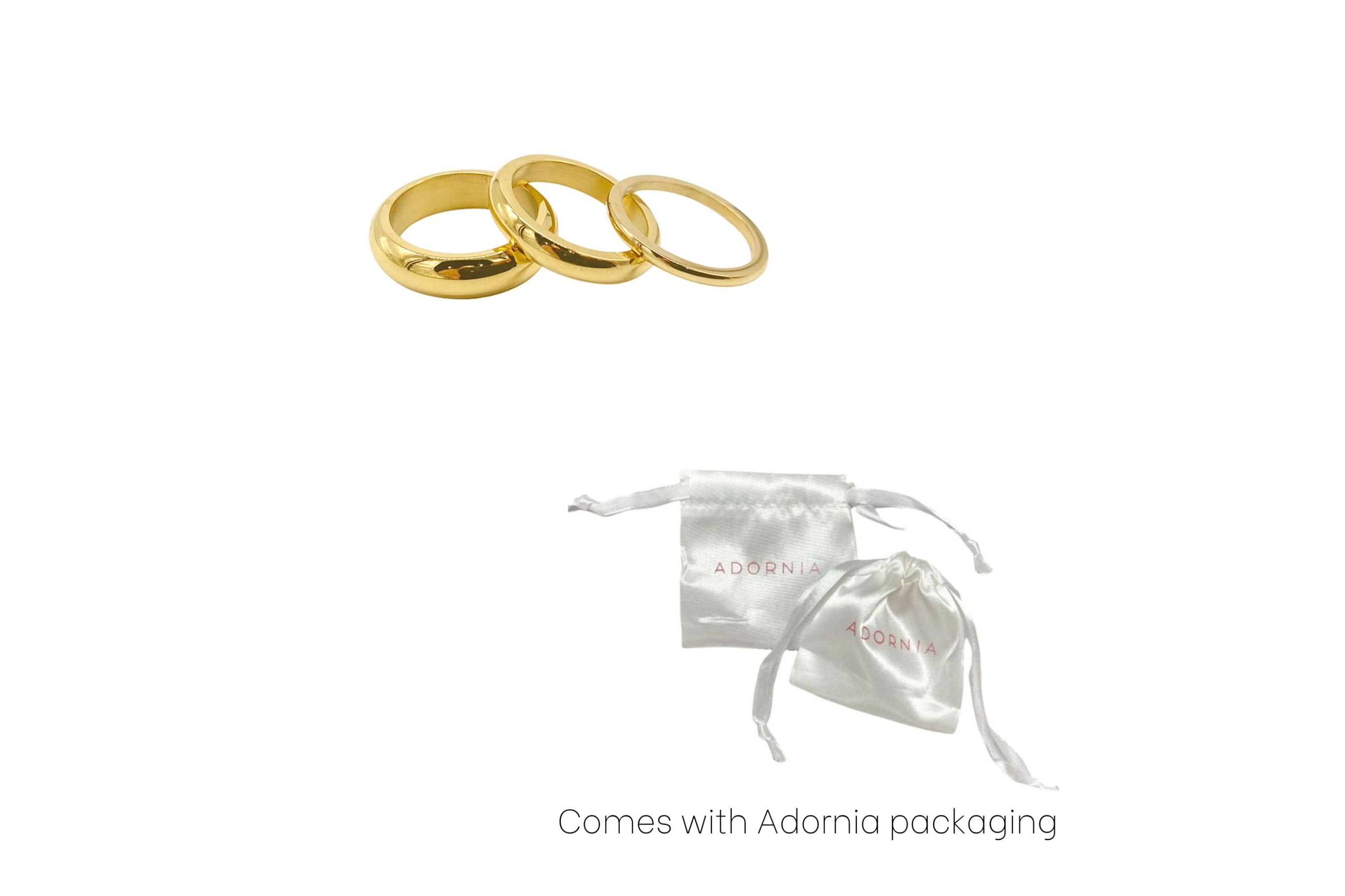 Tarnish Resistant 14k Gold Plated Matte Stacking Band Set
