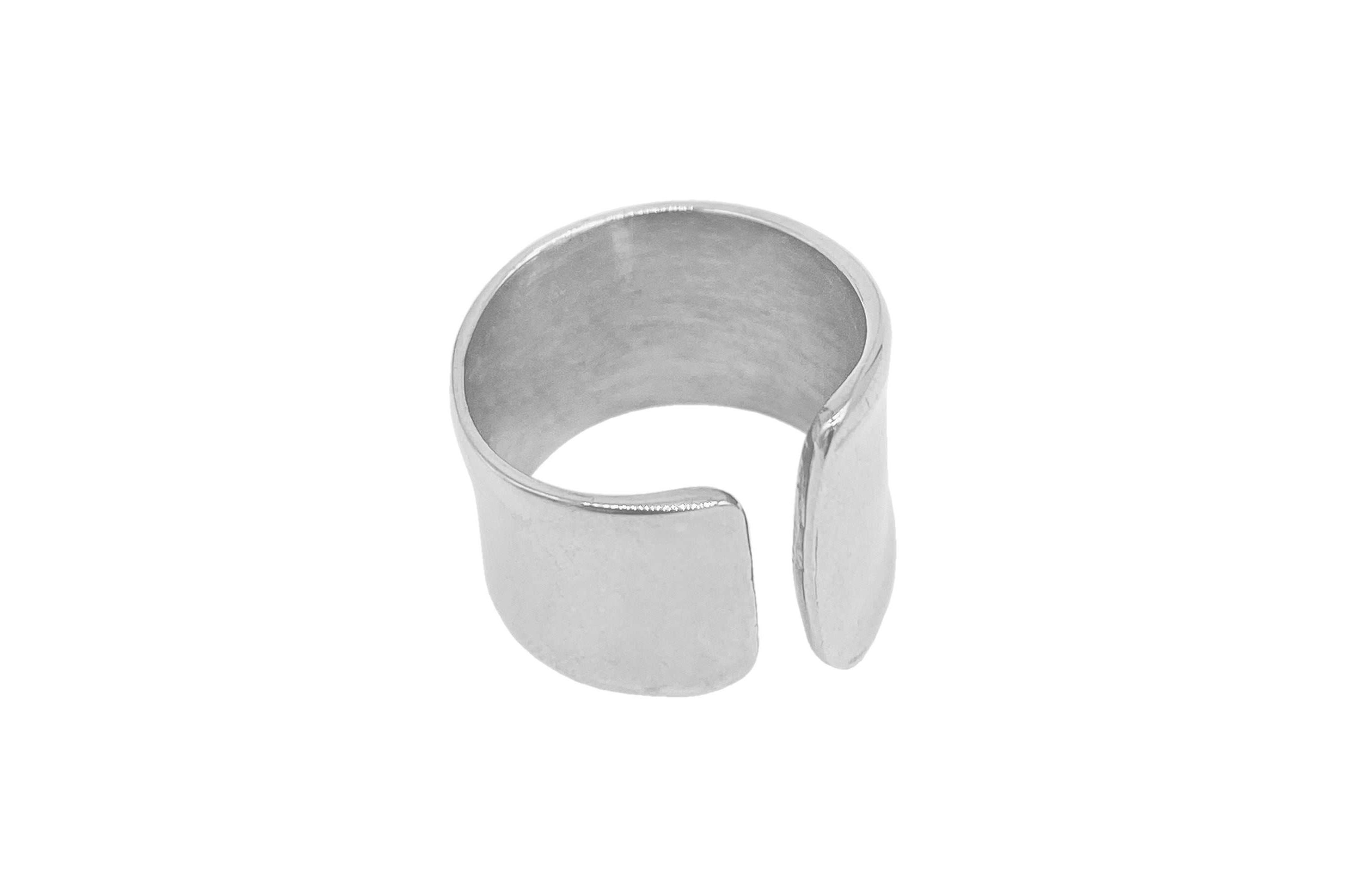 Rhodium Plated Tall Open Band Ring