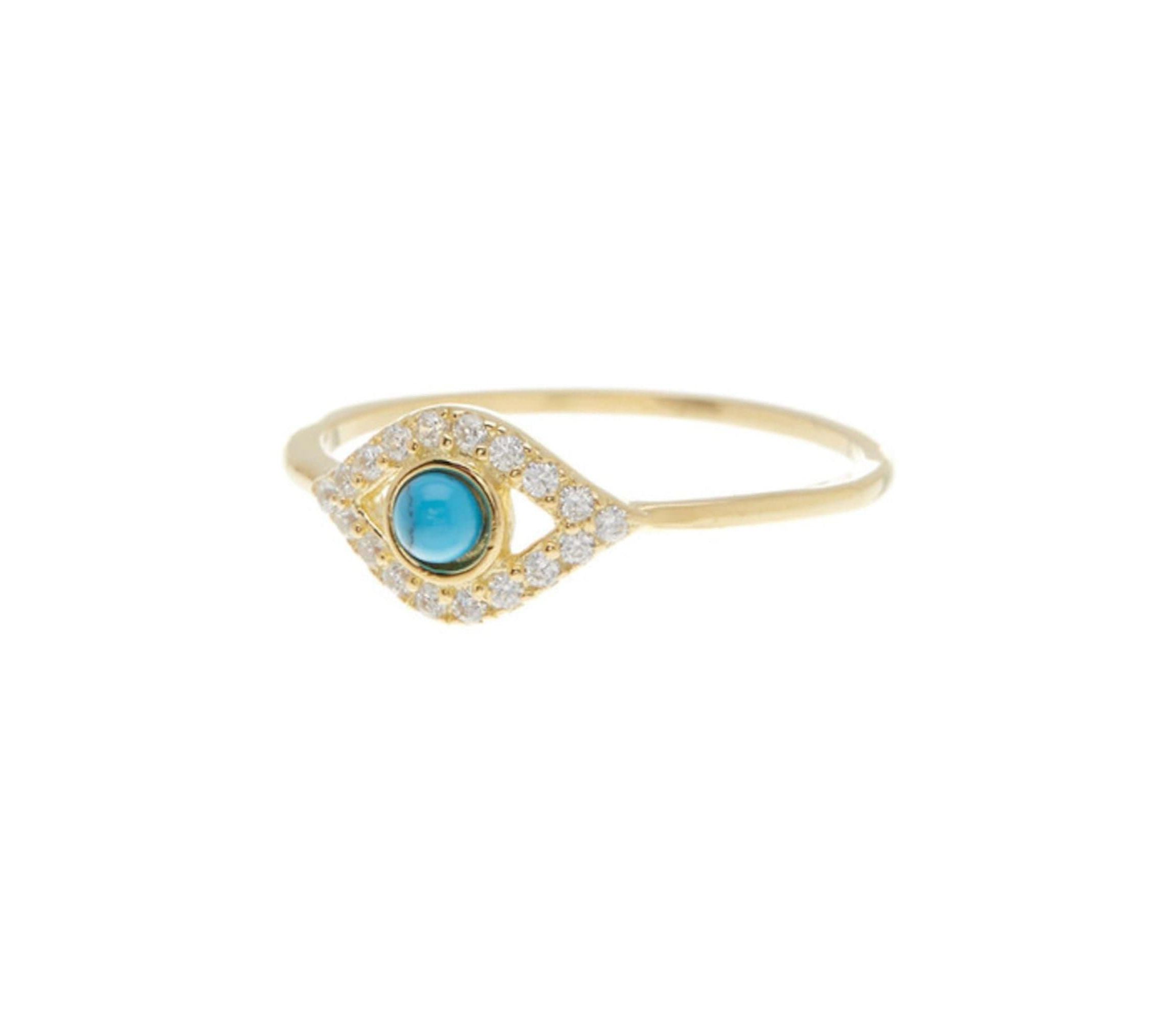 14k Gold Plated Evil Eye Ring