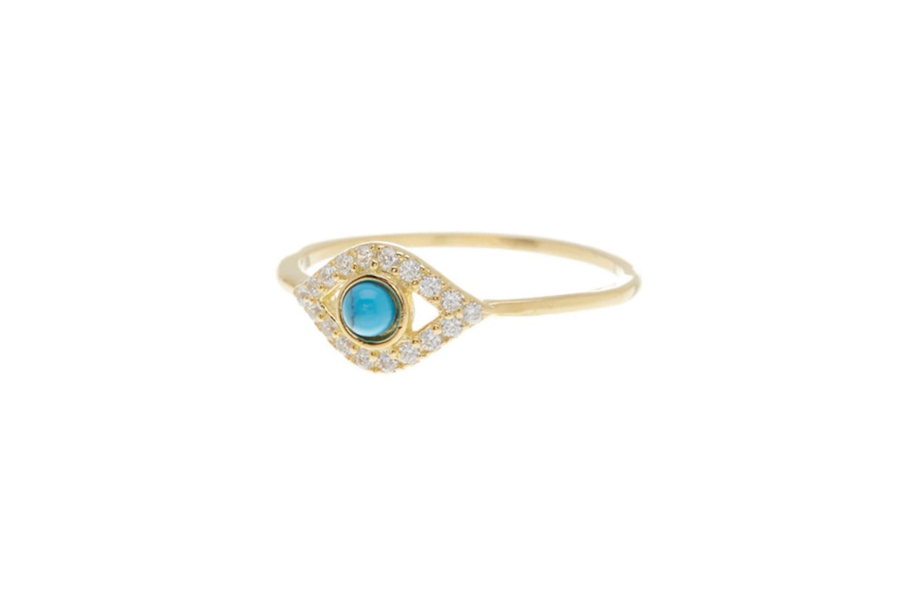 14k Gold Plated Evil Eye Ring