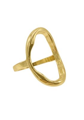 Adornia 14k Gold Plated Open Hammered Oval Ring