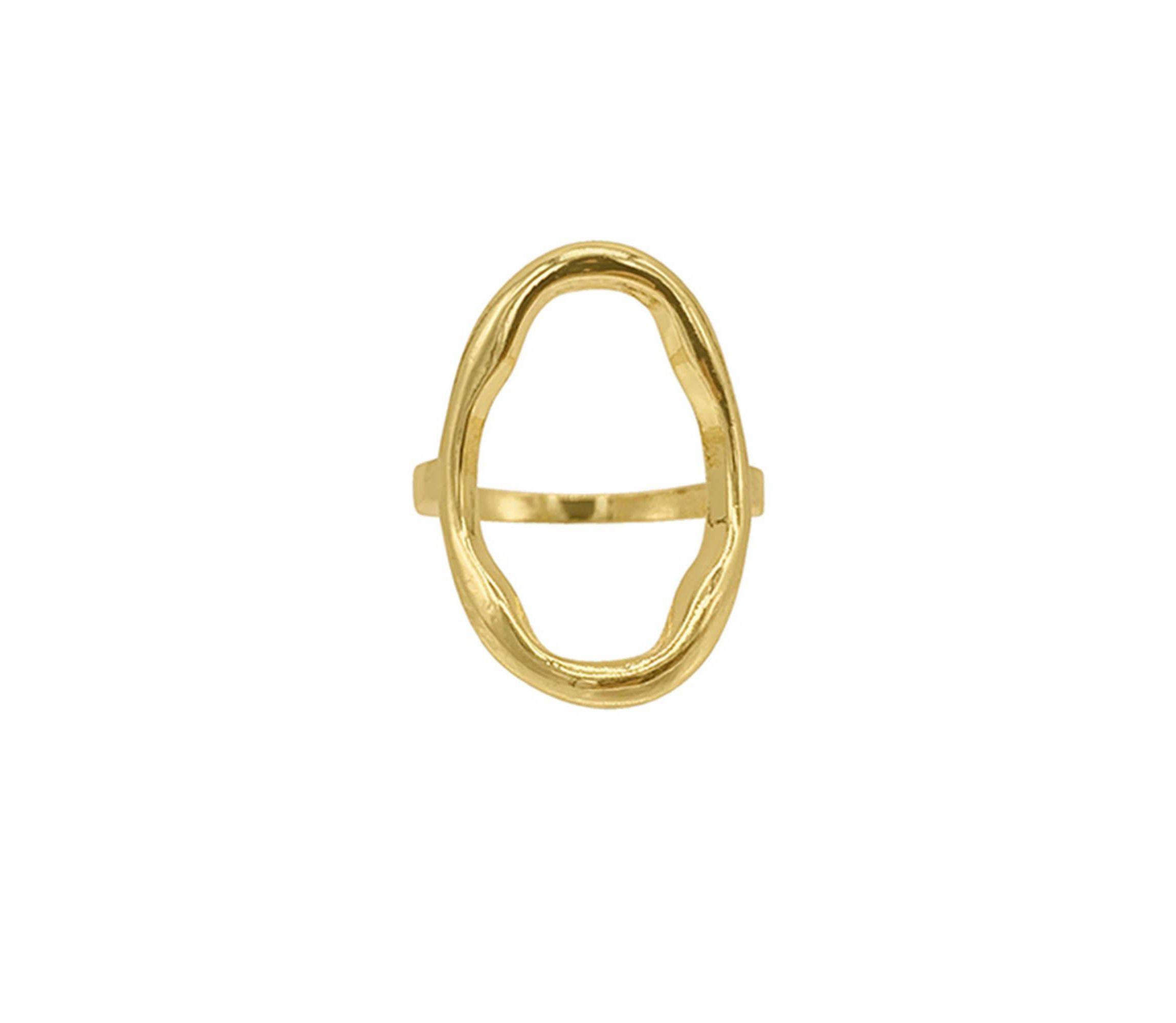 14k Gold Plated Open Hammered Oval Ring
