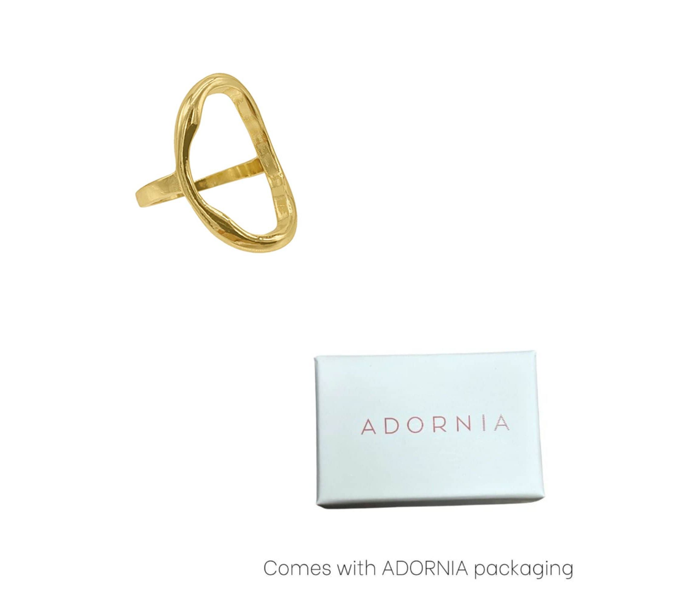 14k Gold Plated Open Hammered Oval Ring