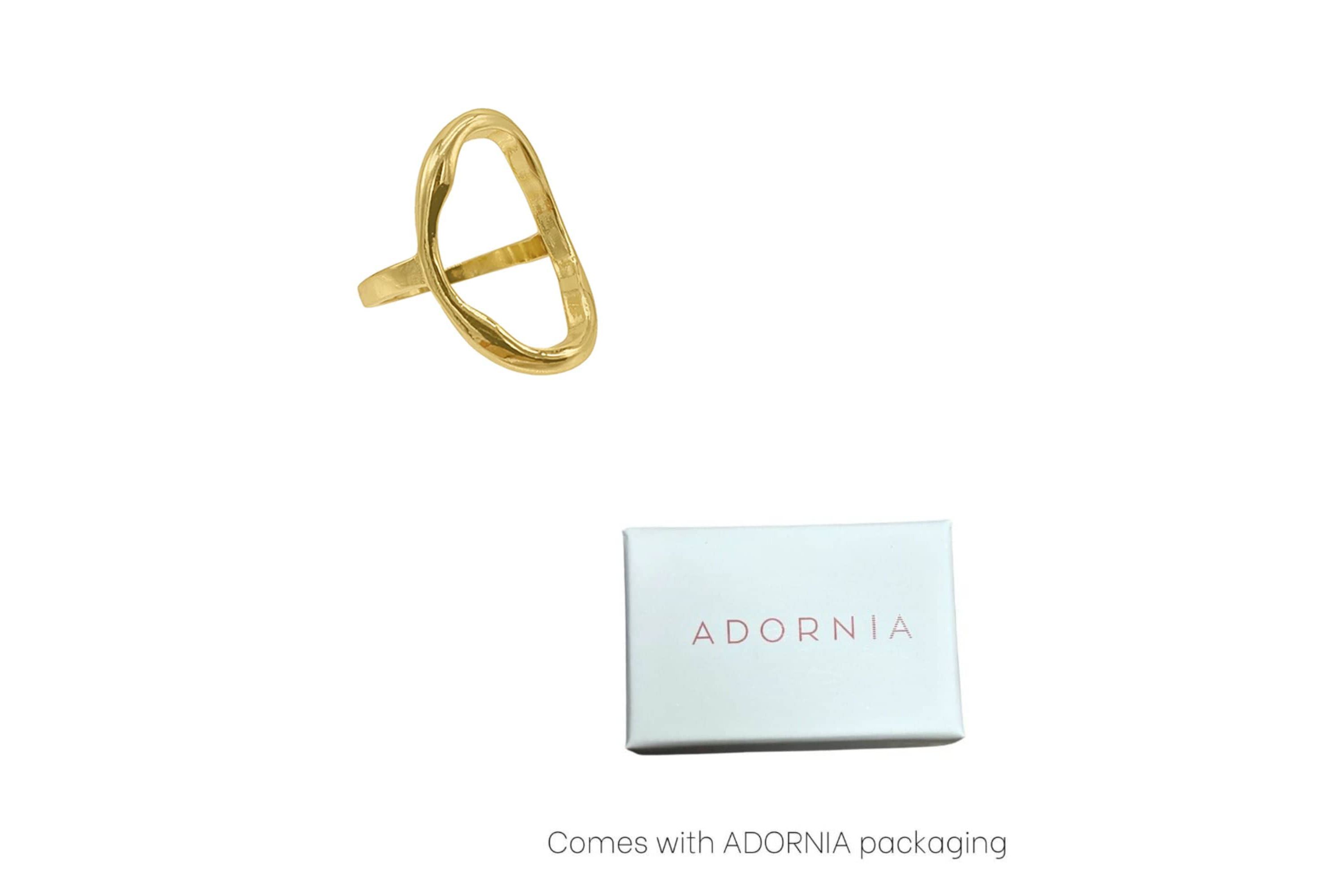 14k Gold Plated Open Hammered Oval Ring