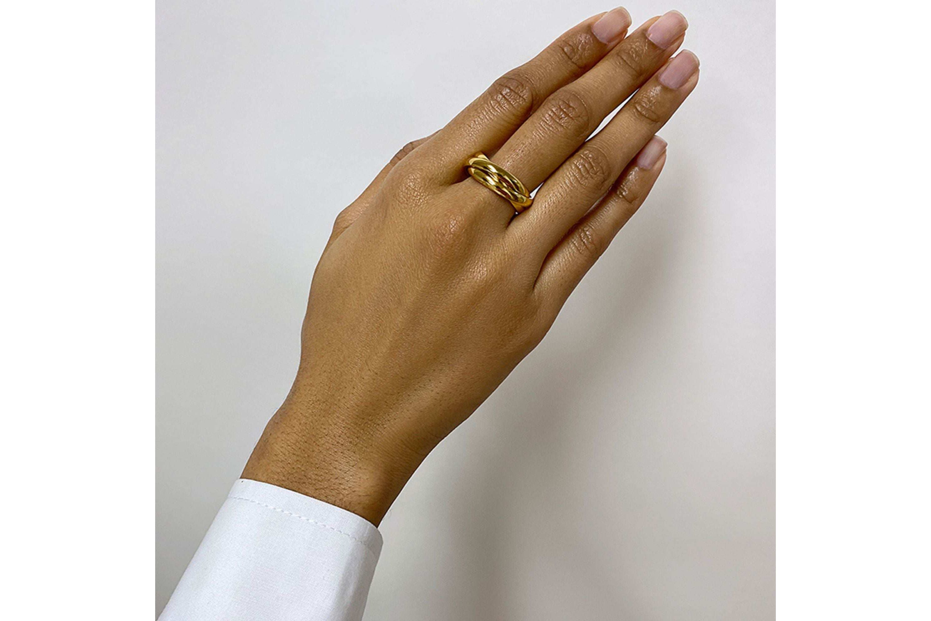 Tarnish Resistant 14k Gold Plated Interlocking Rings