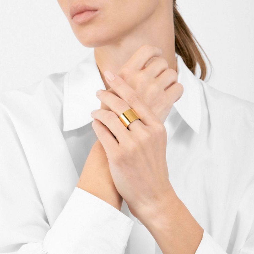 Tarnish Resistant 14k Gold Plated Tall Cigar Band