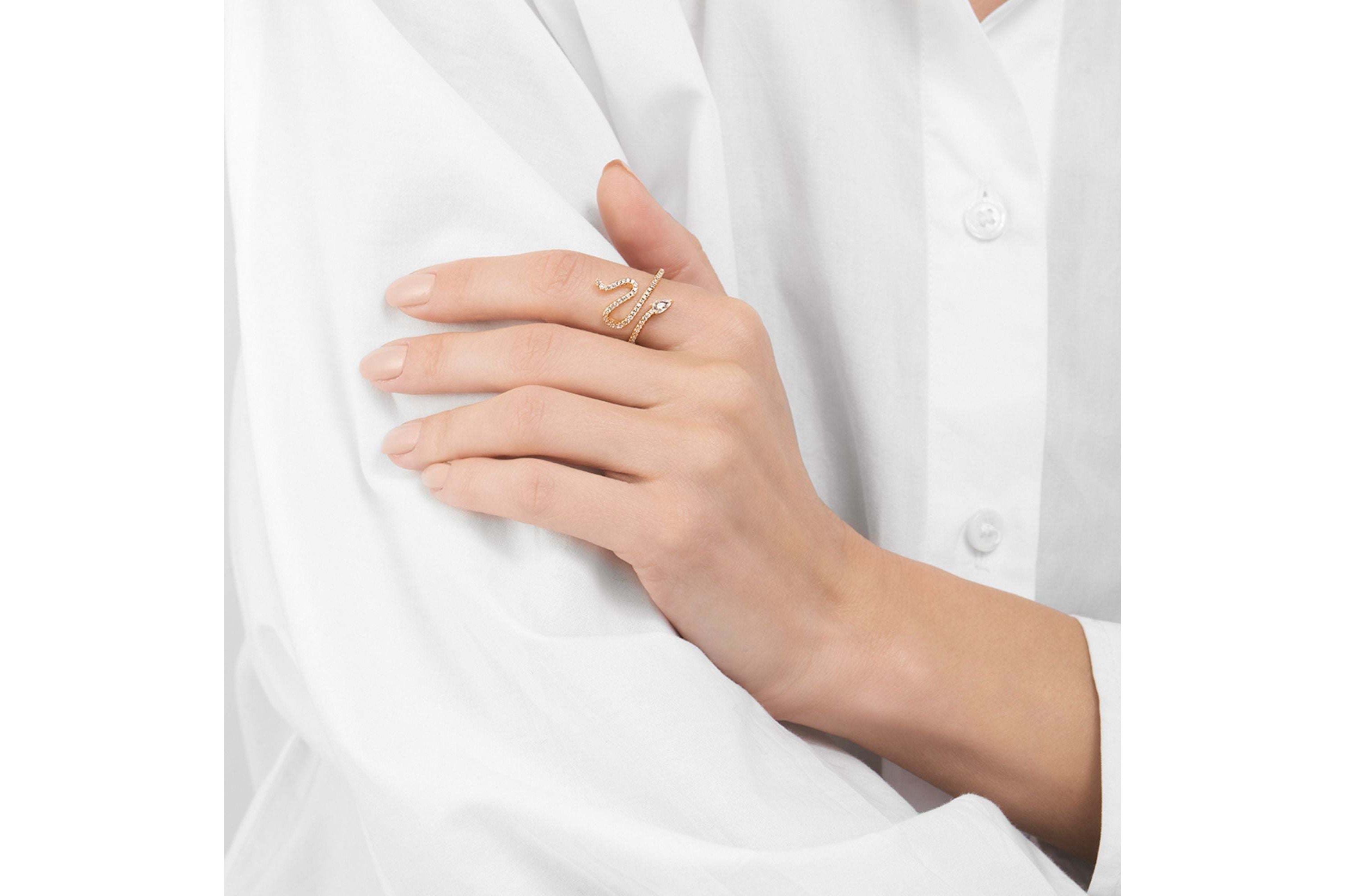 14k Gold Plated Snake Crystal Ring