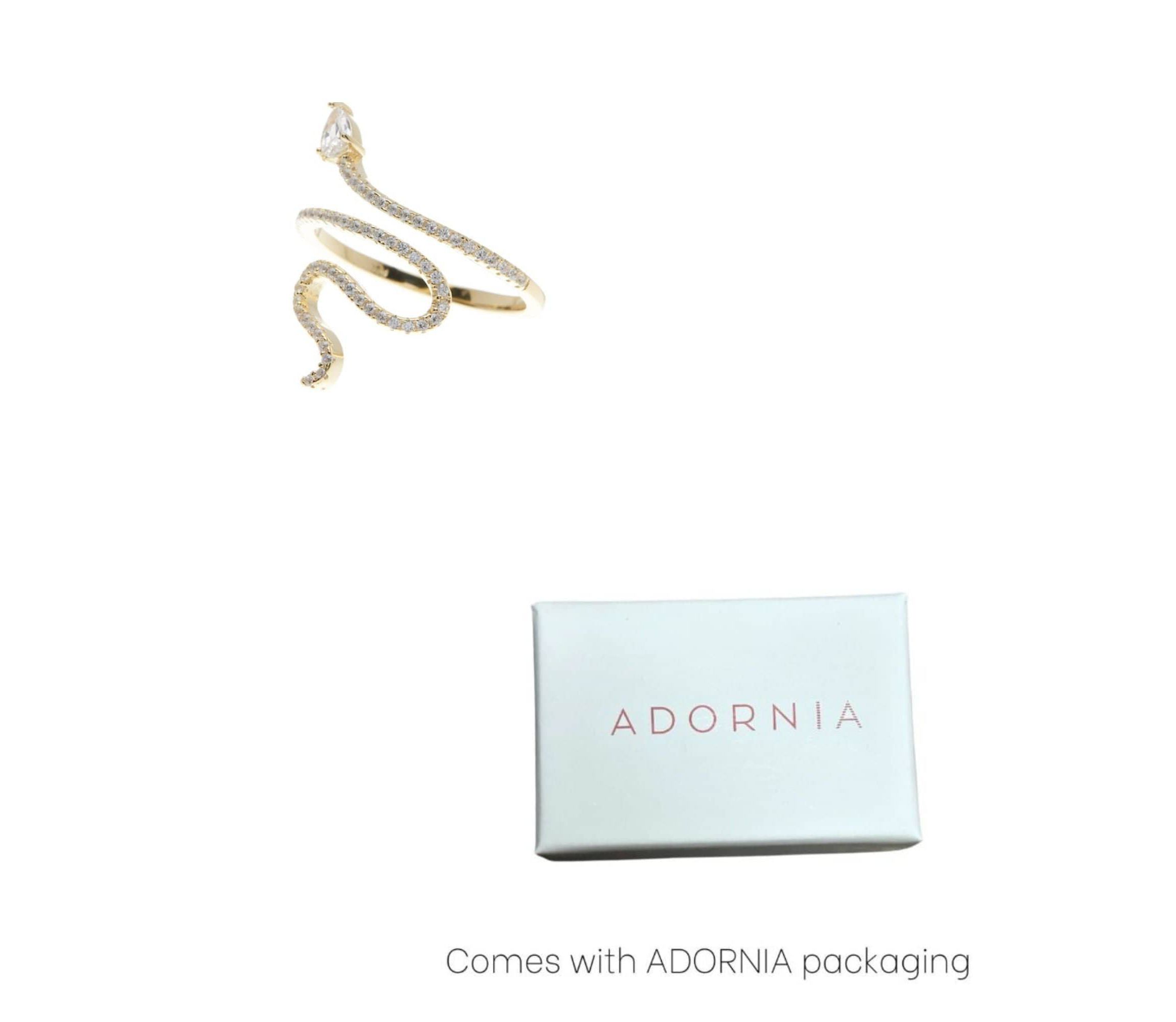 14k Gold Plated Snake Crystal Ring