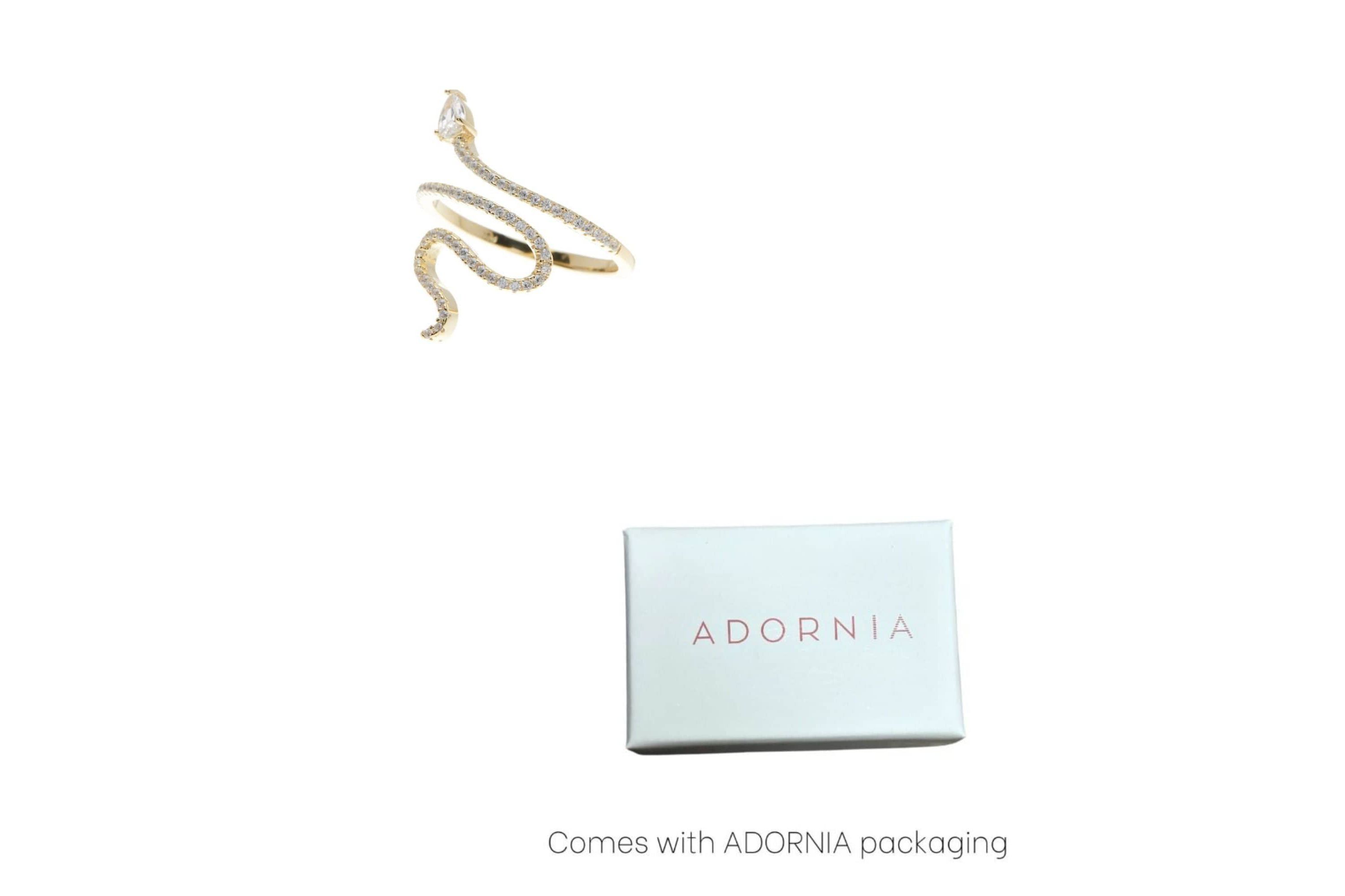 14k Gold Plated Snake Crystal Ring