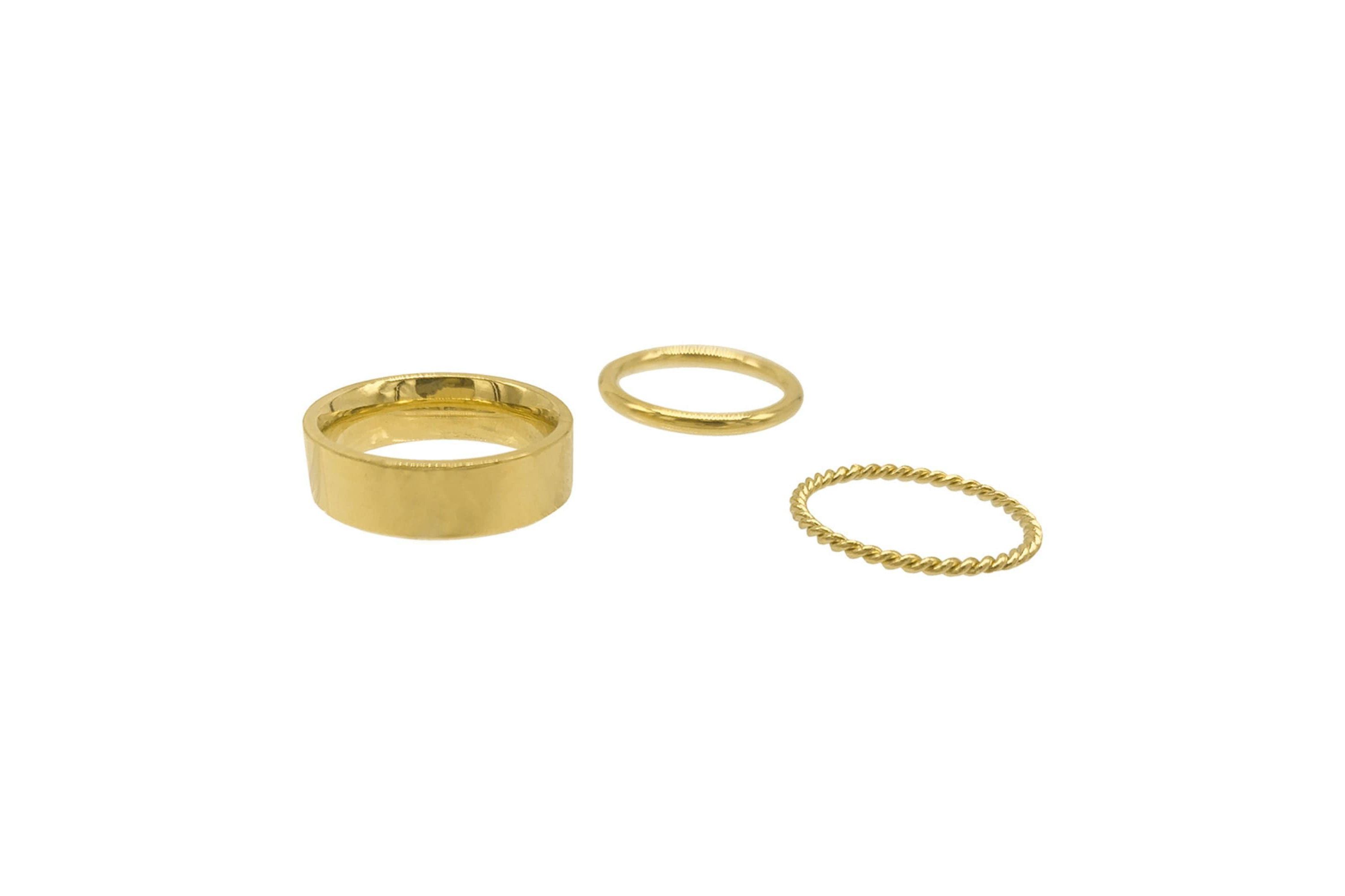 Tarnish Resistant 14k Gold Plated Stacking Band Set