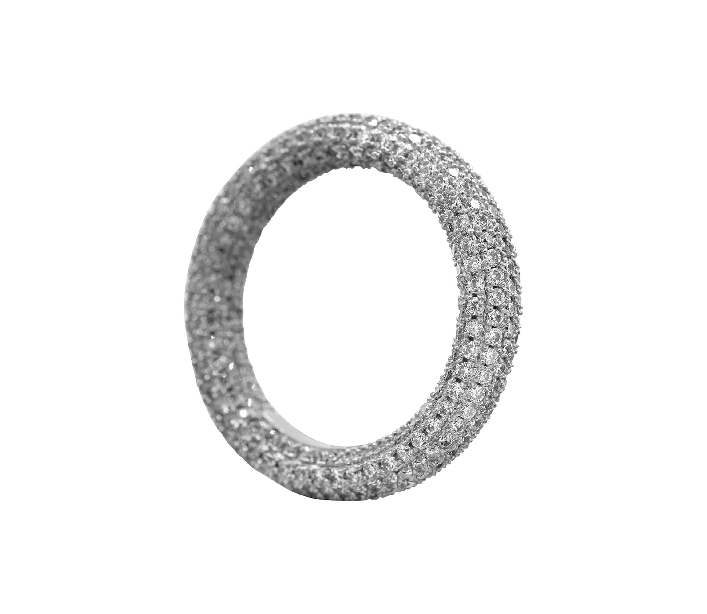 Rhodium Plated Crystal Eternity Rounded Band Ring