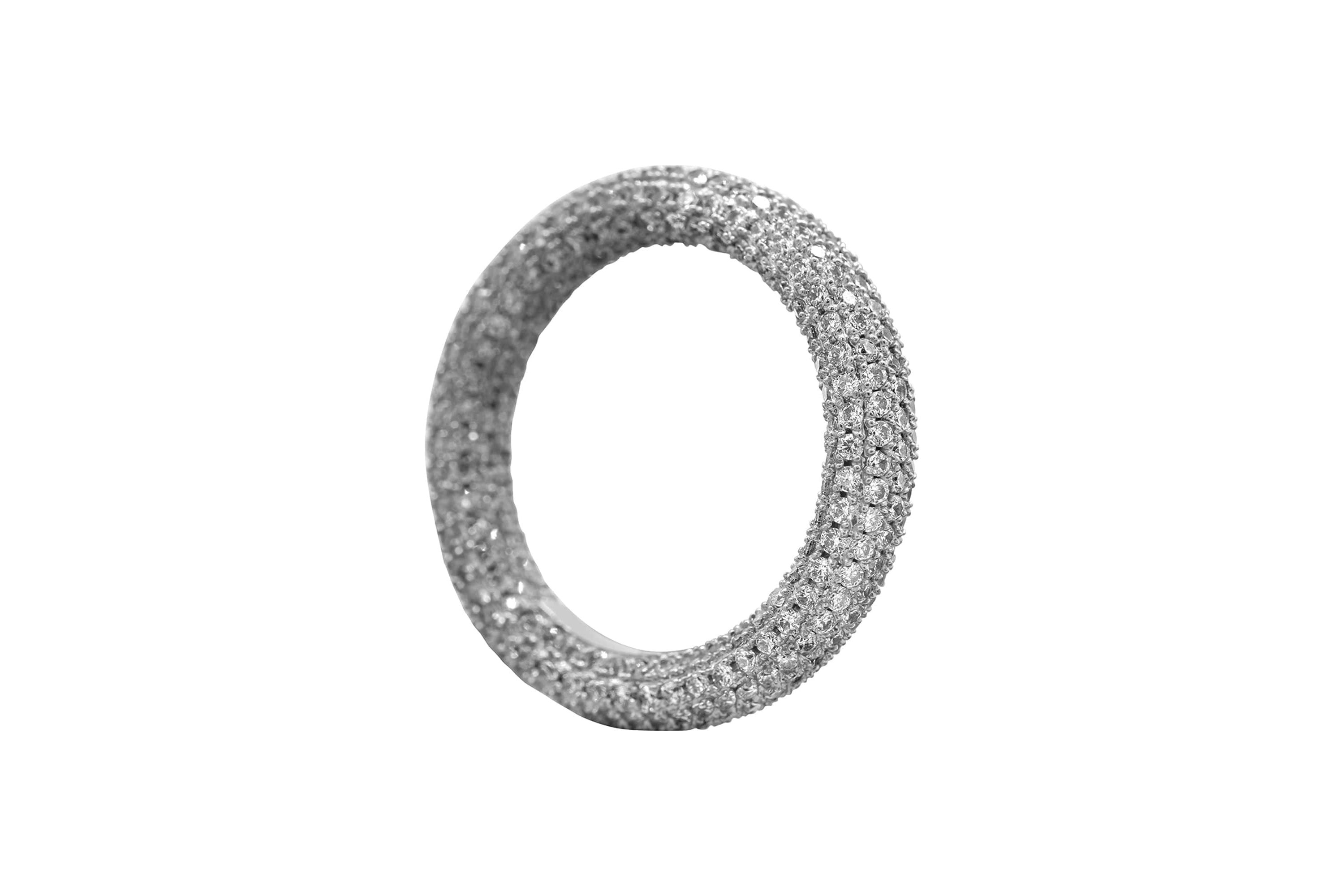 Rhodium Plated Crystal Eternity Rounded Band Ring