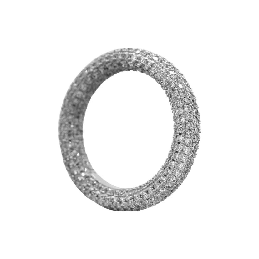 Rhodium Plated Crystal Eternity Rounded Band Ring