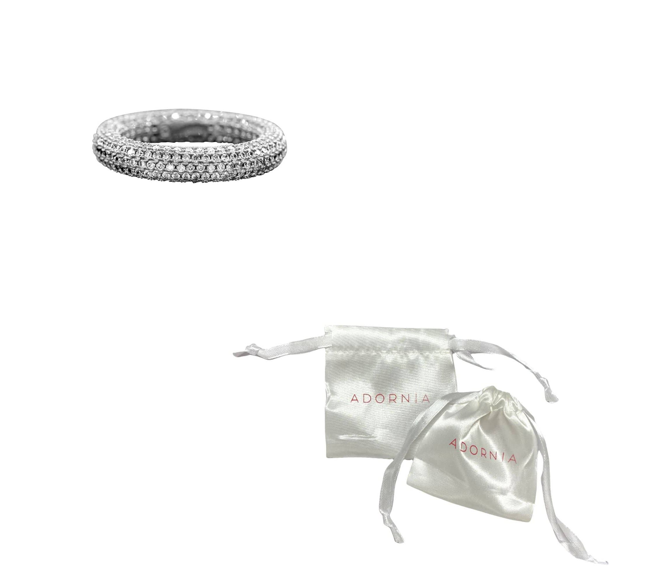 Rhodium Plated Crystal Eternity Rounded Band Ring