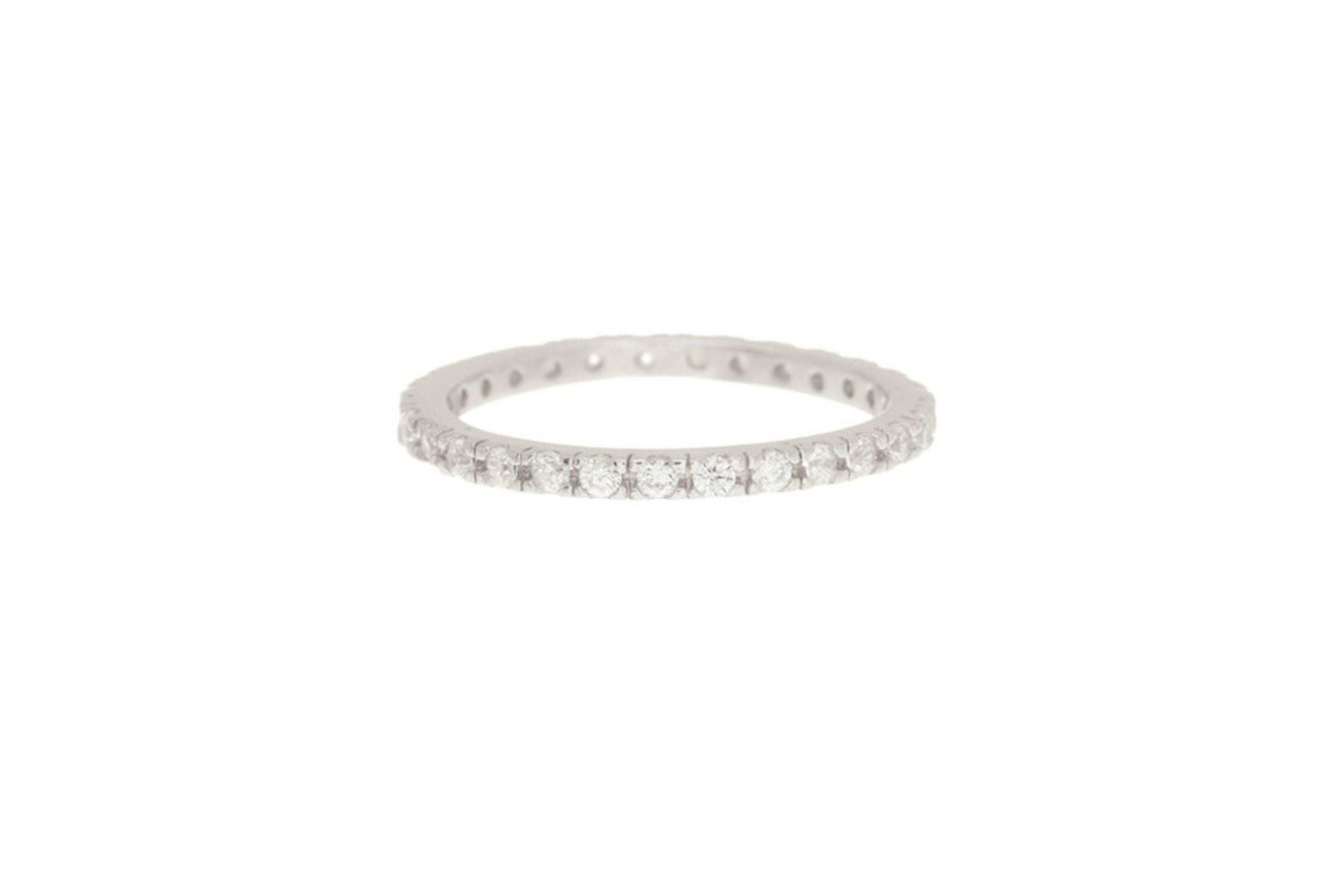 Rhodium Plated Crystal Eternity Band Ring