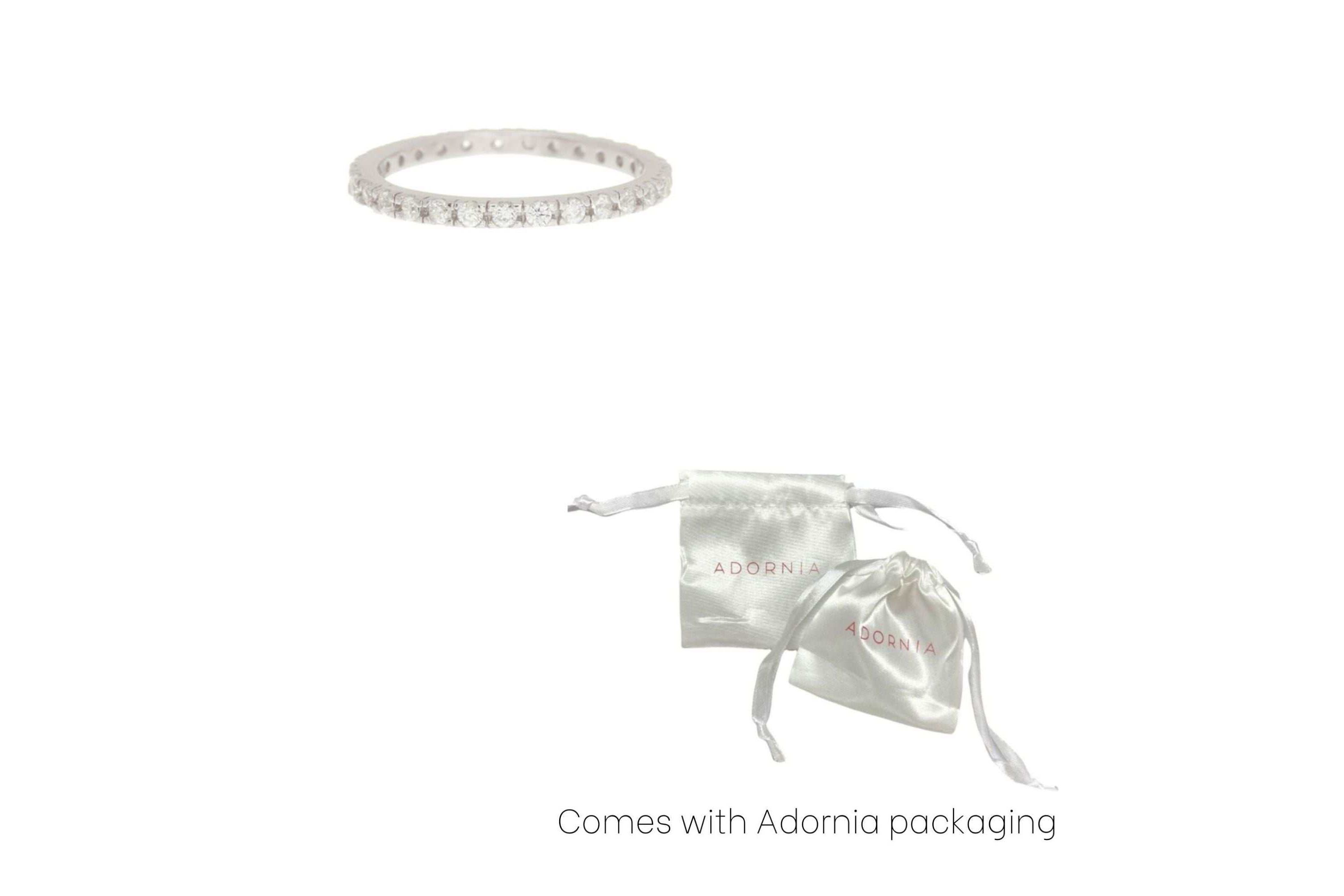 Rhodium Plated Crystal Eternity Band Ring
