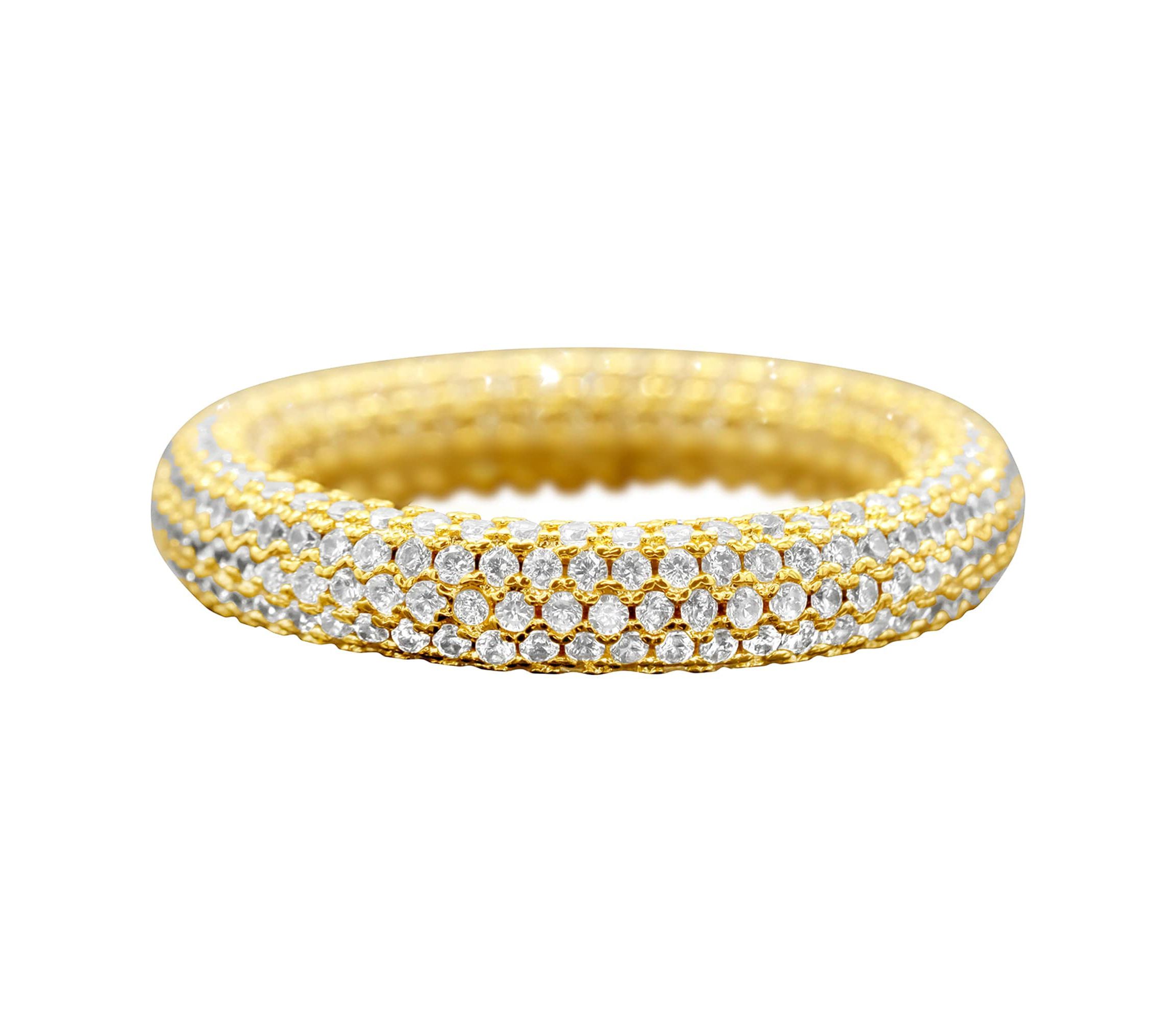 14k Gold Plated Crystal Eternity Rounded Band Ring