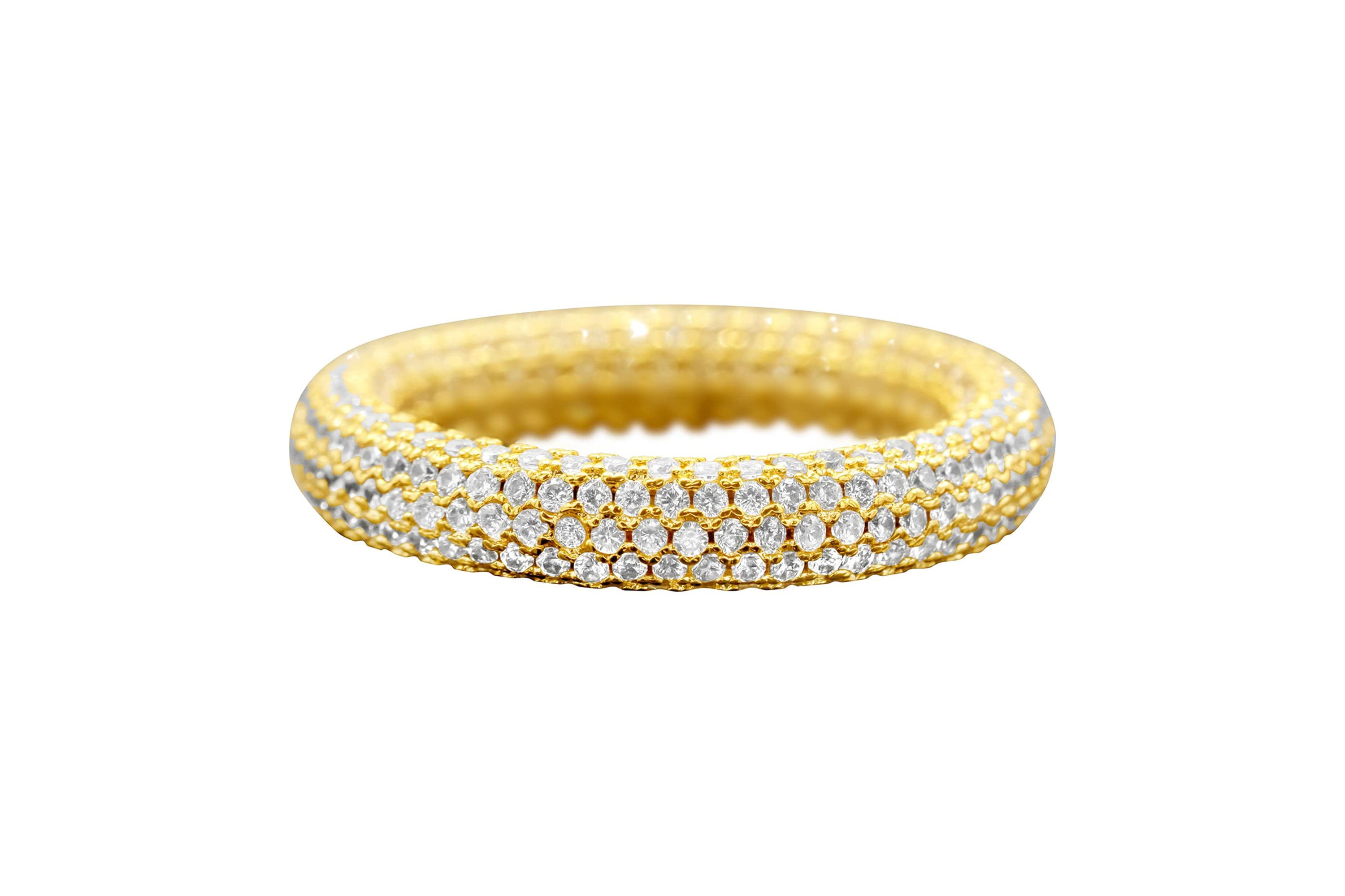 14k Gold Plated Crystal Eternity Rounded Band Ring