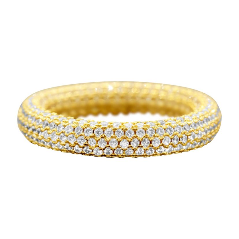 14k Gold Plated Crystal Eternity Rounded Band Ring
