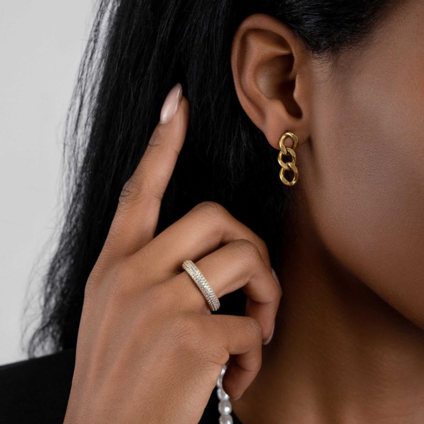 14k Gold Plated Crystal Eternity Rounded Band Ring