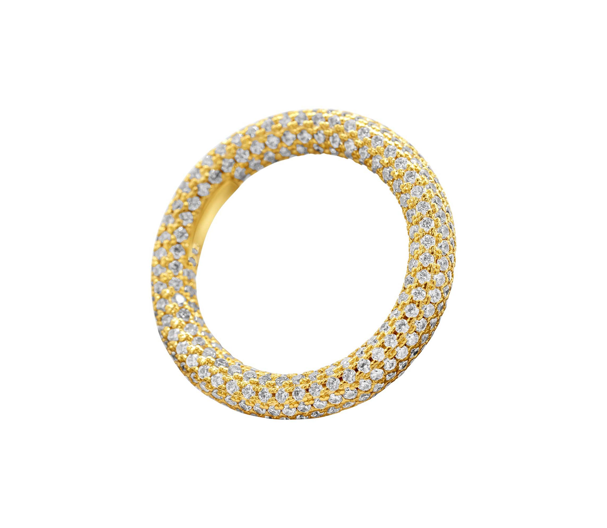 14k Gold Plated Crystal Eternity Rounded Band Ring