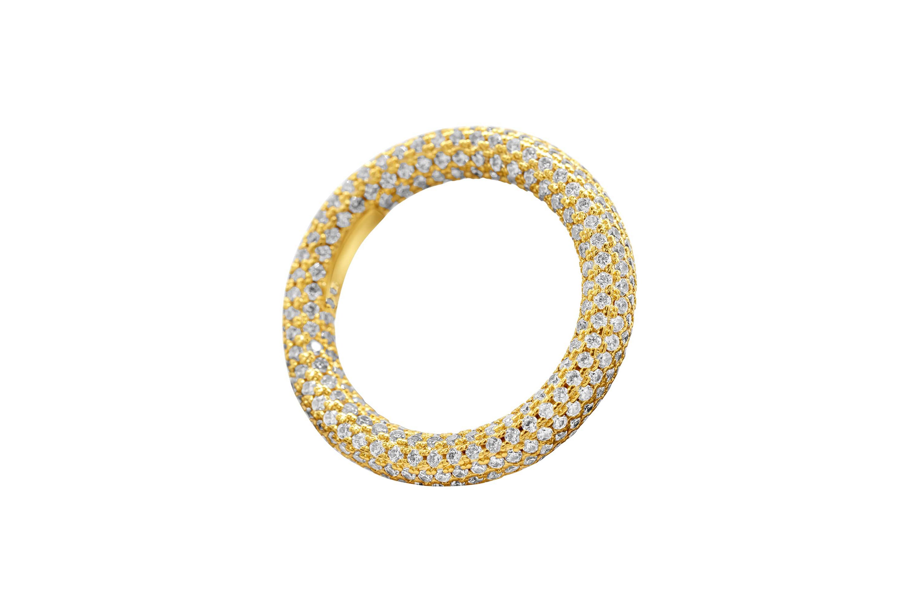 14k Gold Plated Crystal Eternity Rounded Band Ring