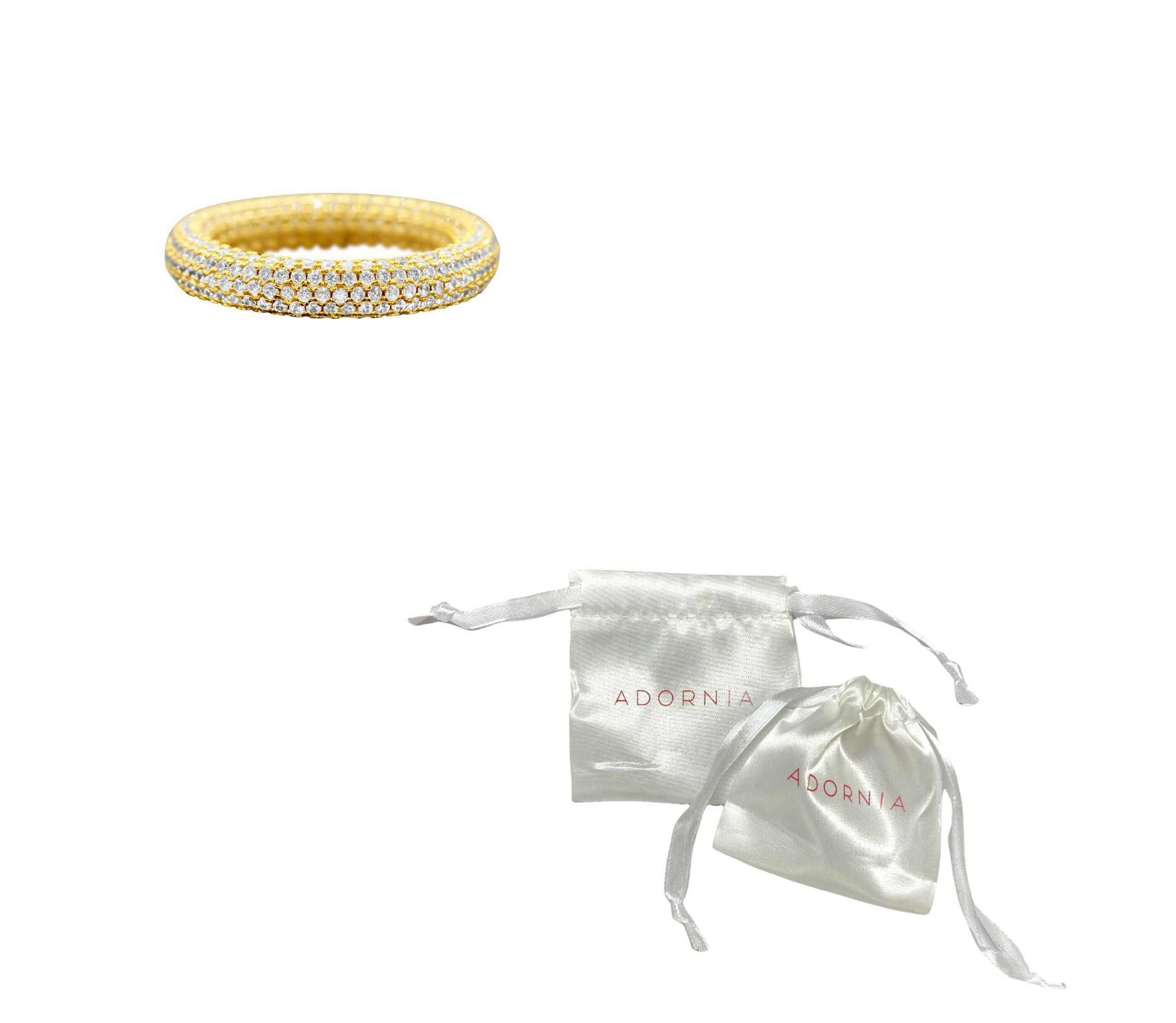 14k Gold Plated Crystal Eternity Rounded Band Ring