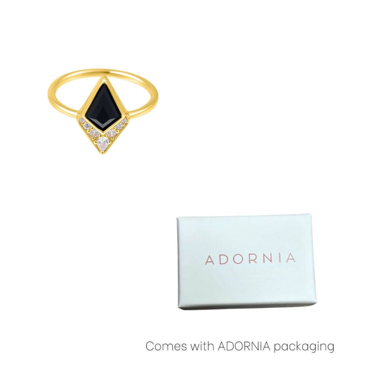 Black Onyx Diamond Ring 14k gold vermeil