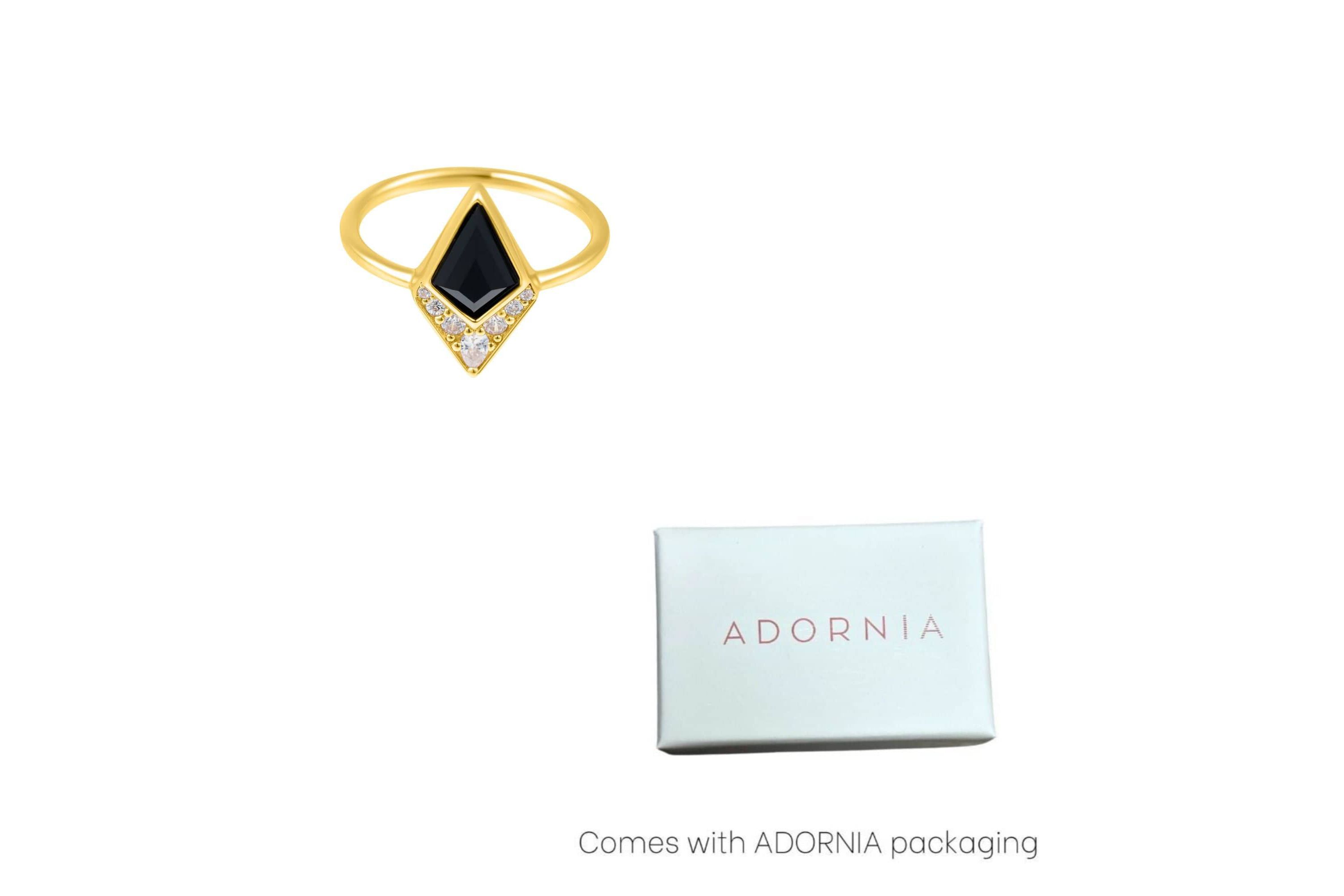 Black Onyx Diamond Ring 14k gold vermeil