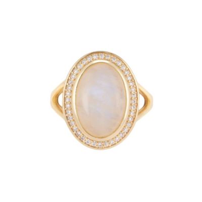 Adornia 14k Gold Vermeil Moonstone Halo Ring