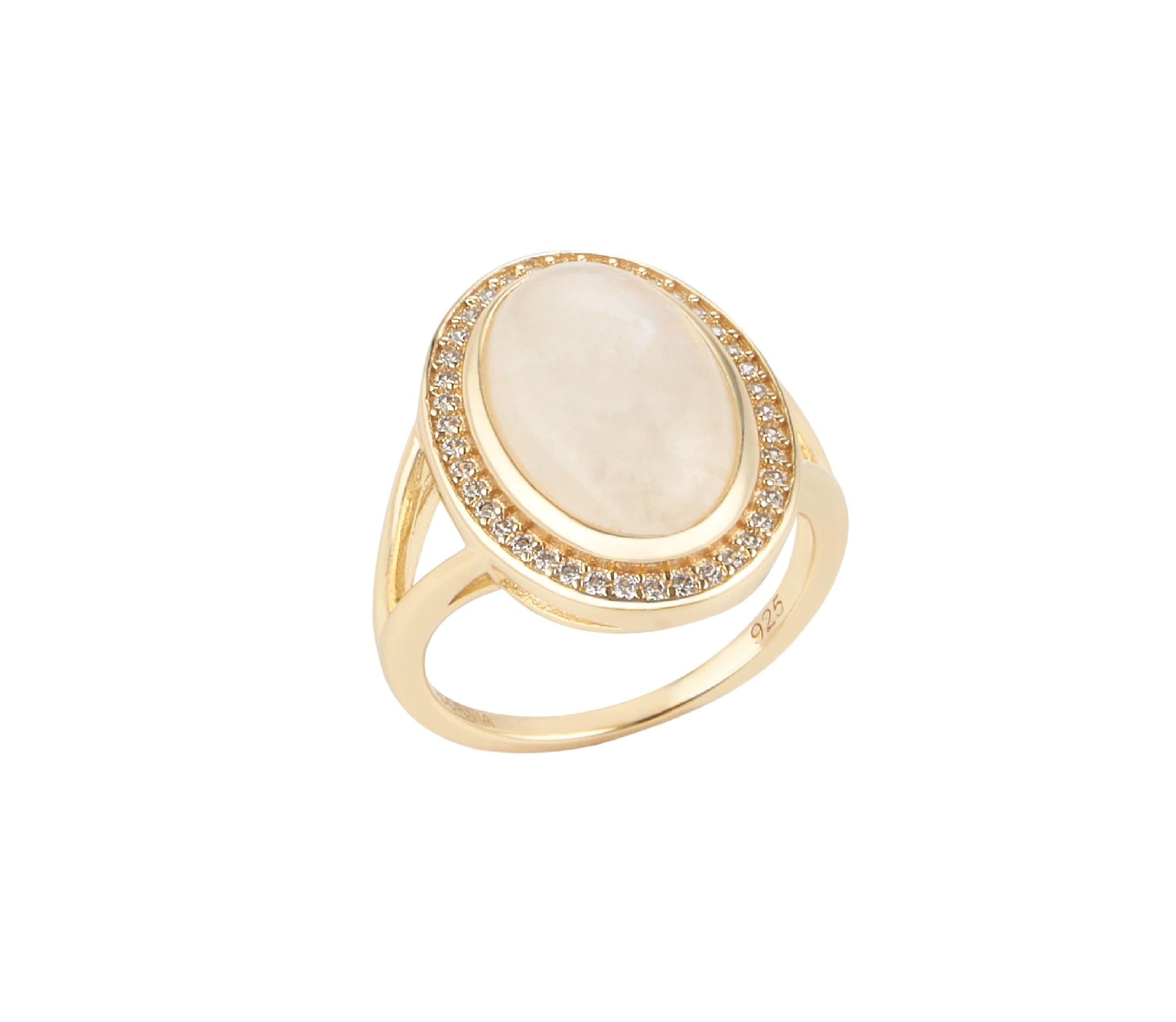 14k Gold Vermeil Moonstone Halo Ring