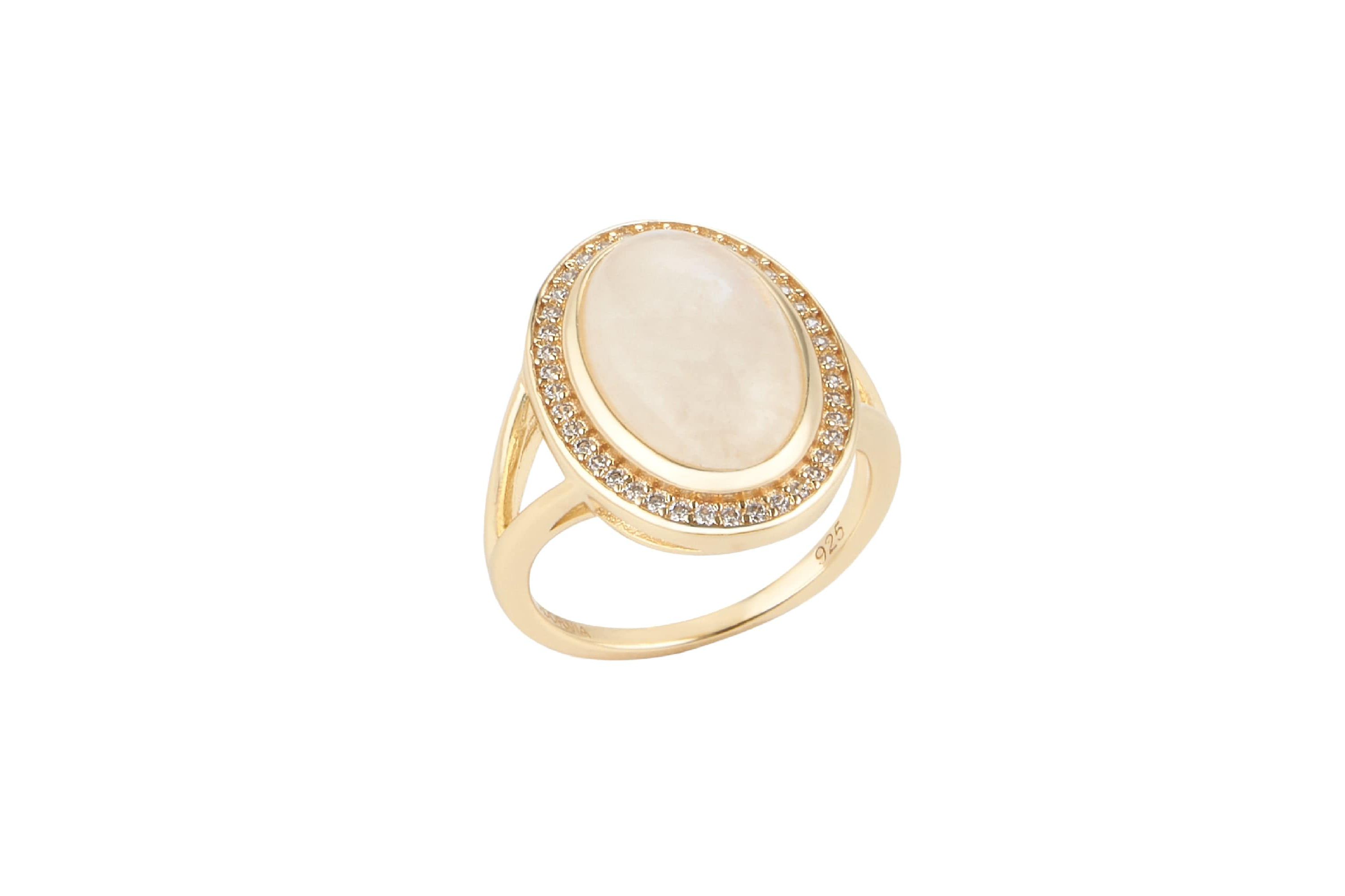 14k Gold Vermeil Moonstone Halo Ring