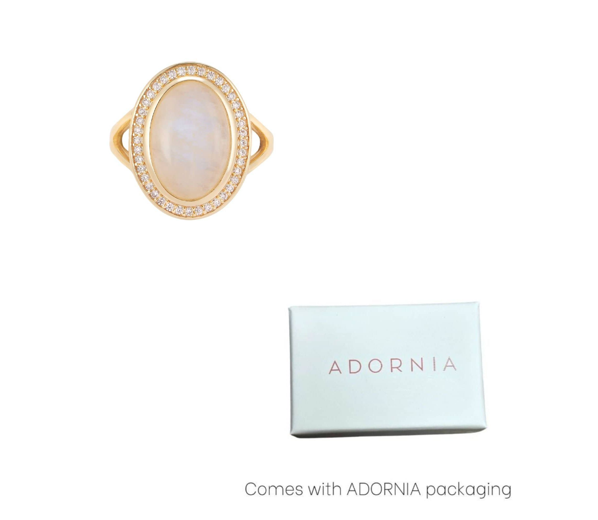 14k Gold Vermeil Moonstone Halo Ring