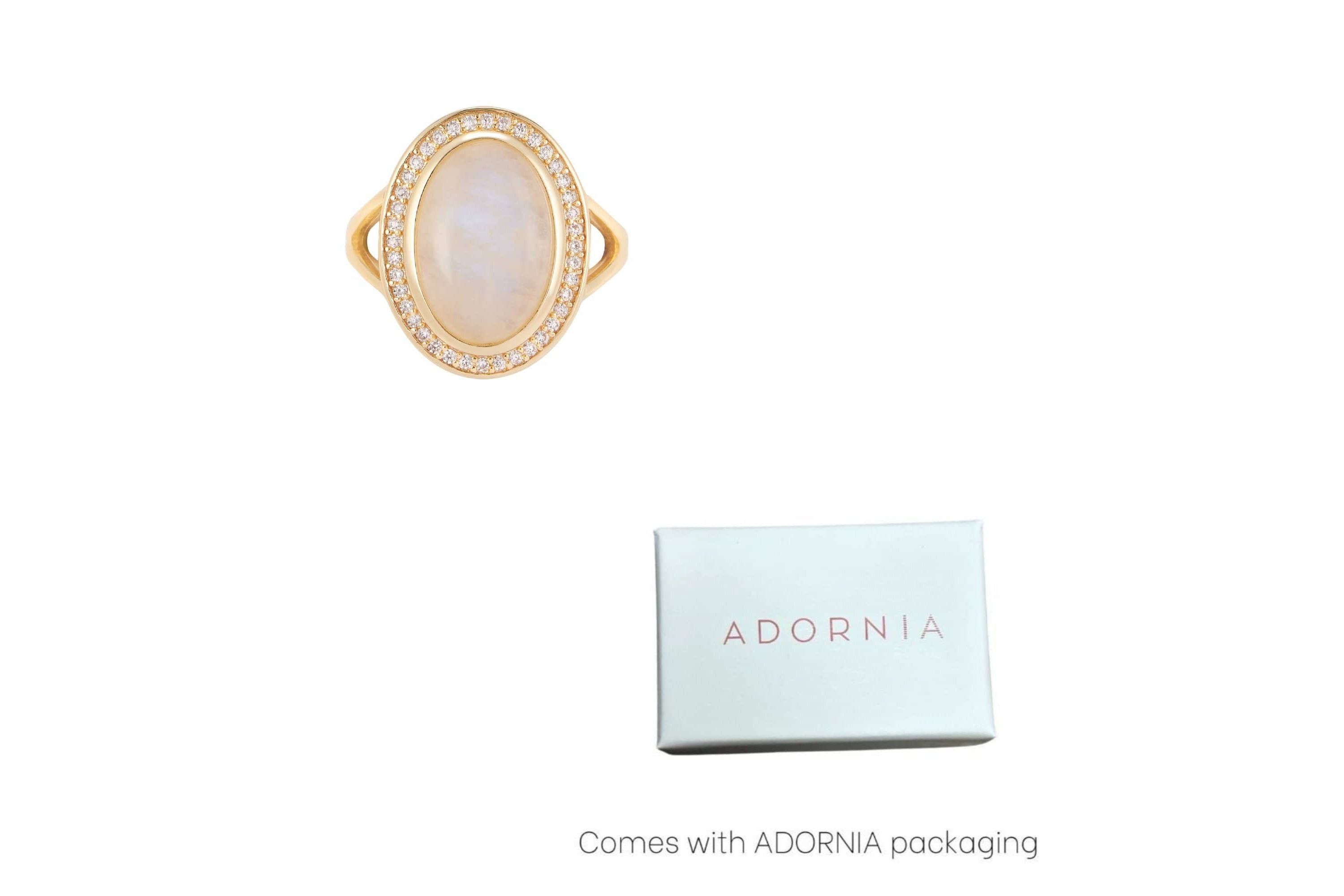 14k Gold Vermeil Moonstone Halo Ring