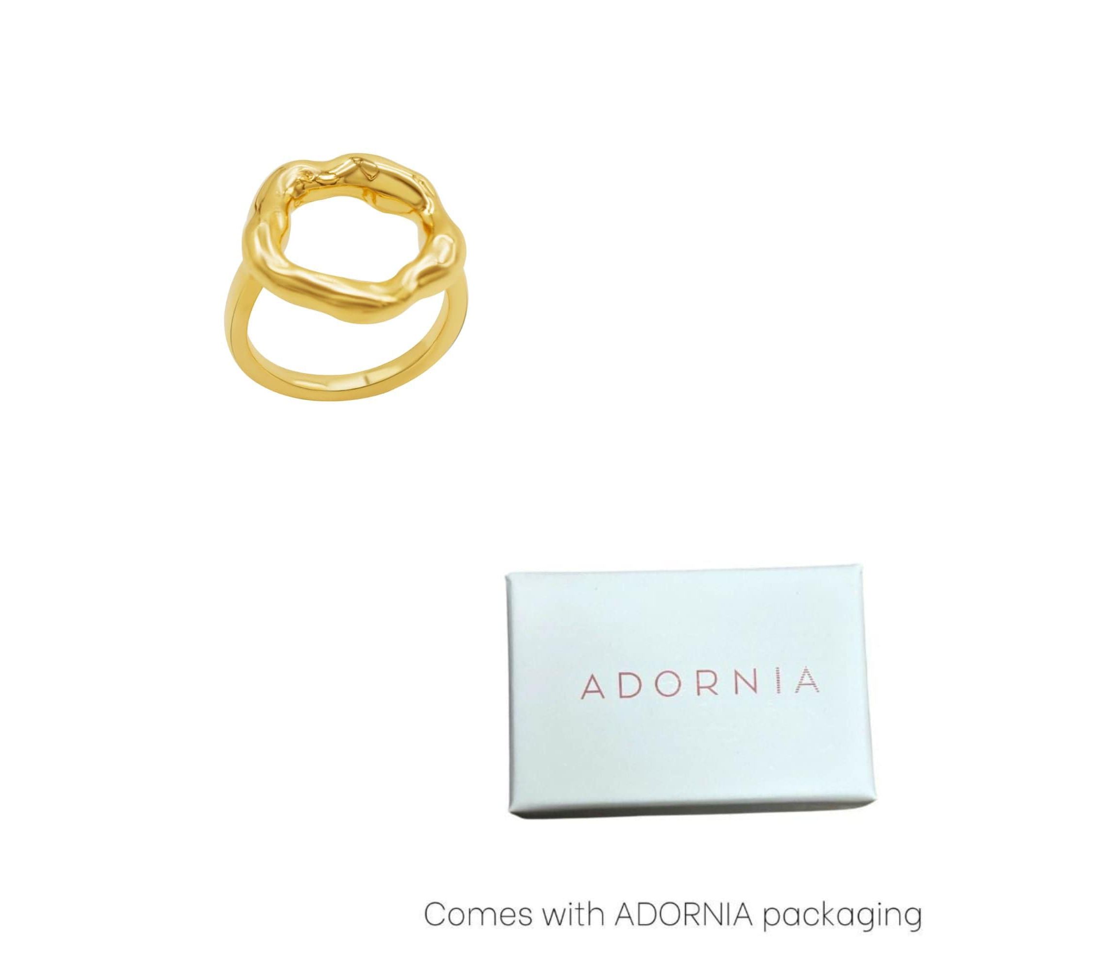 Tarnish Resistant 14k Gold Plated Open Circle Hammered Ring