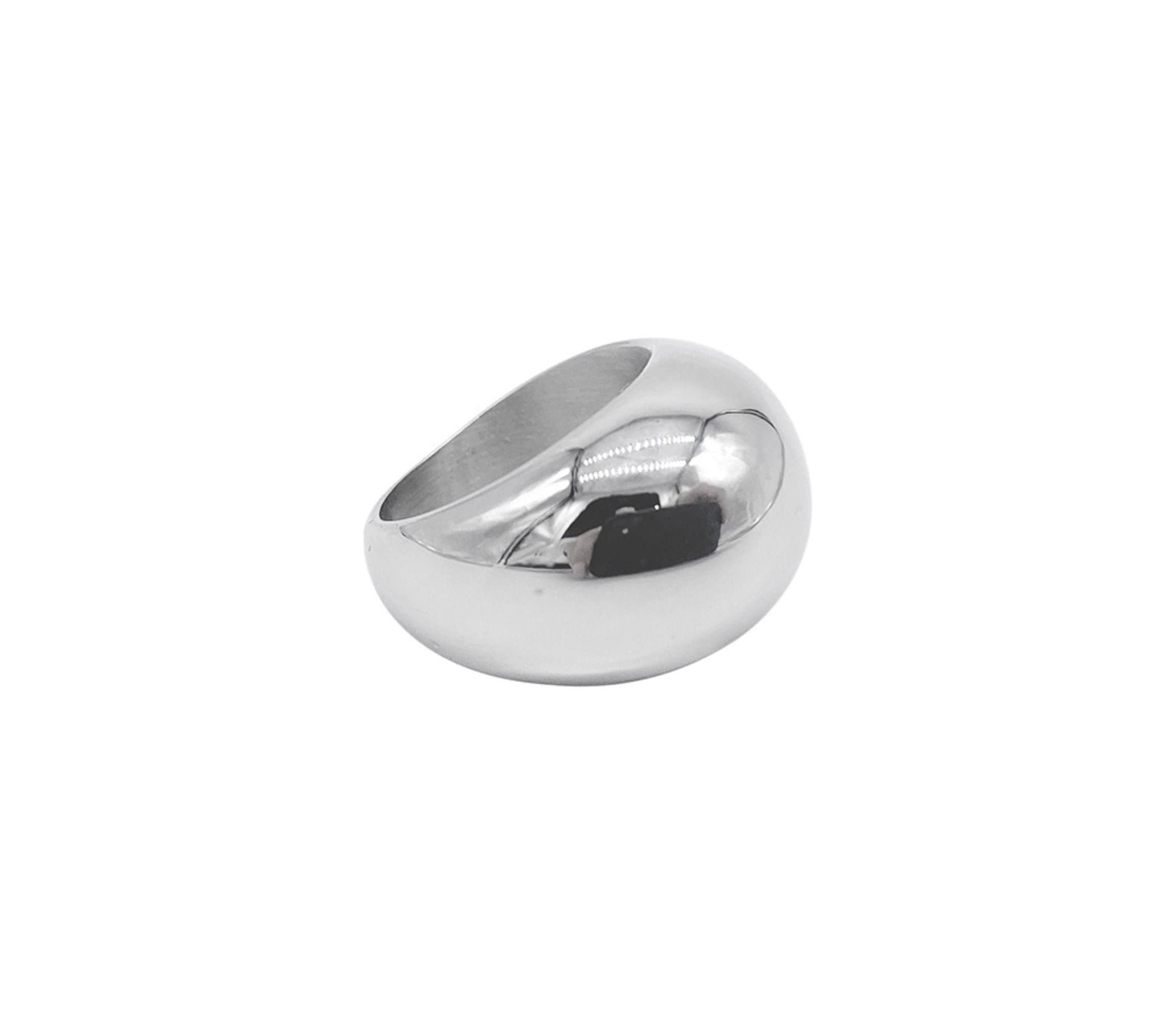 Tarnish Resistant Rhodium Plated Dome Ring
