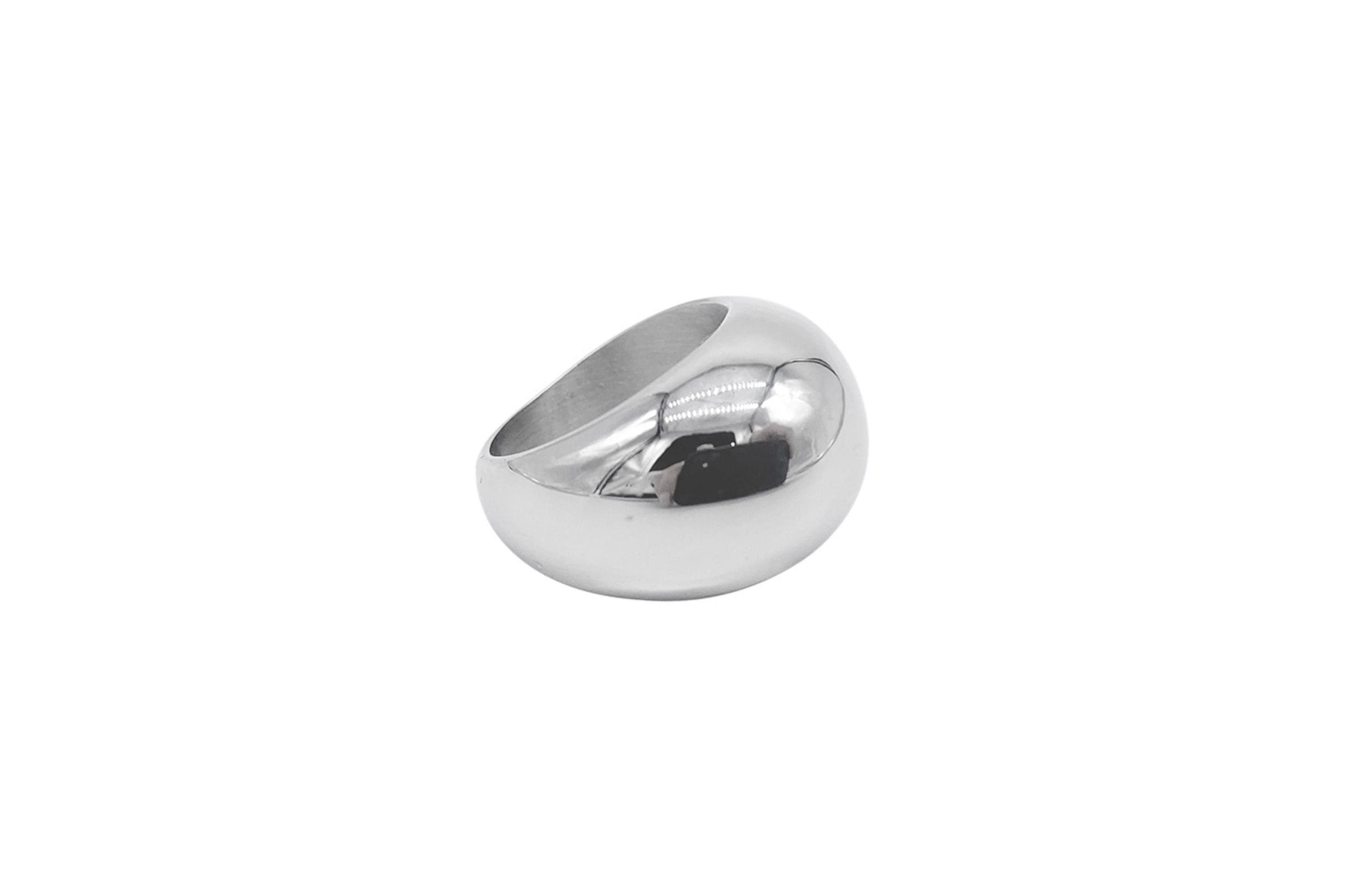 Tarnish Resistant Rhodium Plated Dome Ring