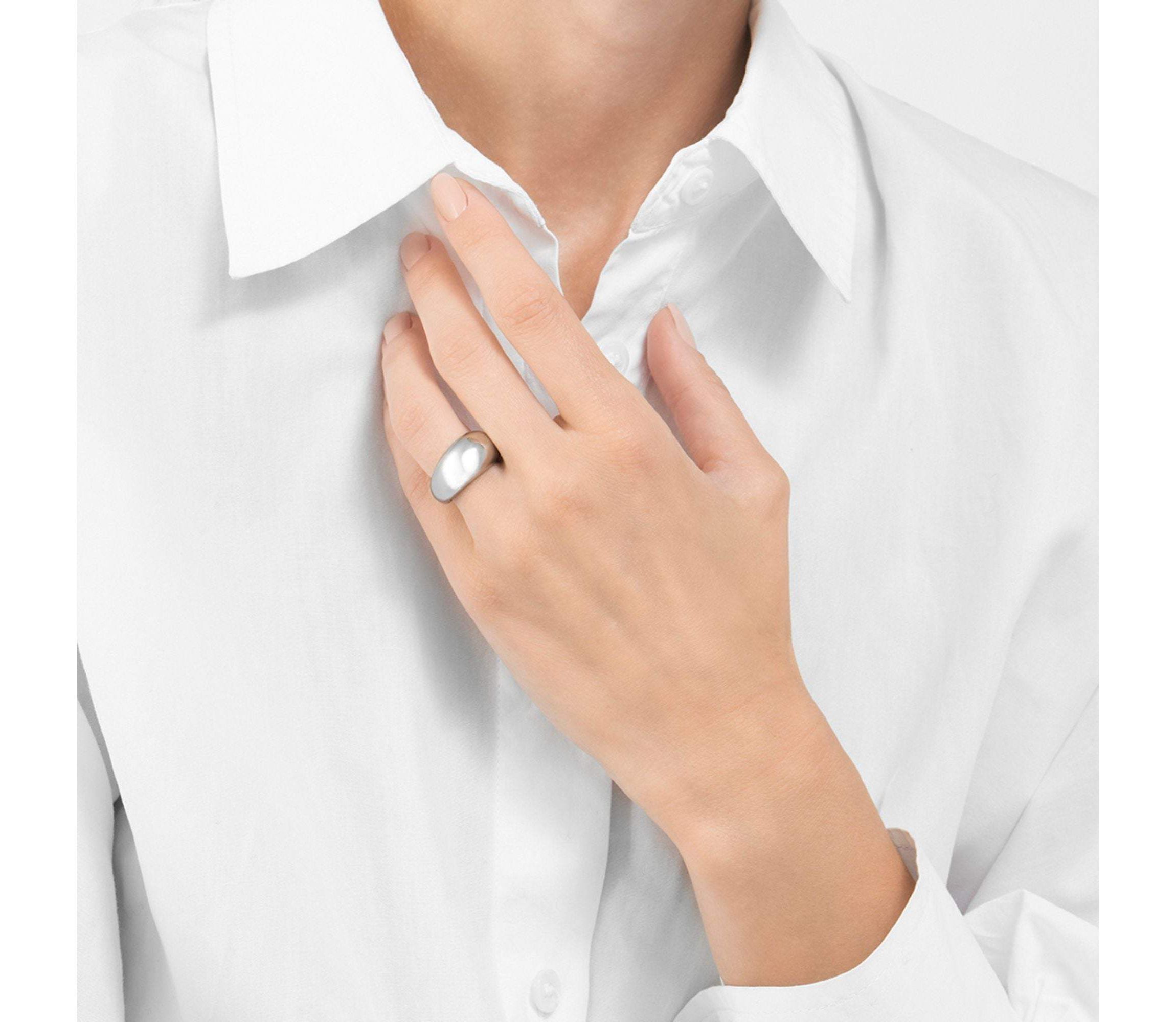 Tarnish Resistant Rhodium Plated Dome Ring