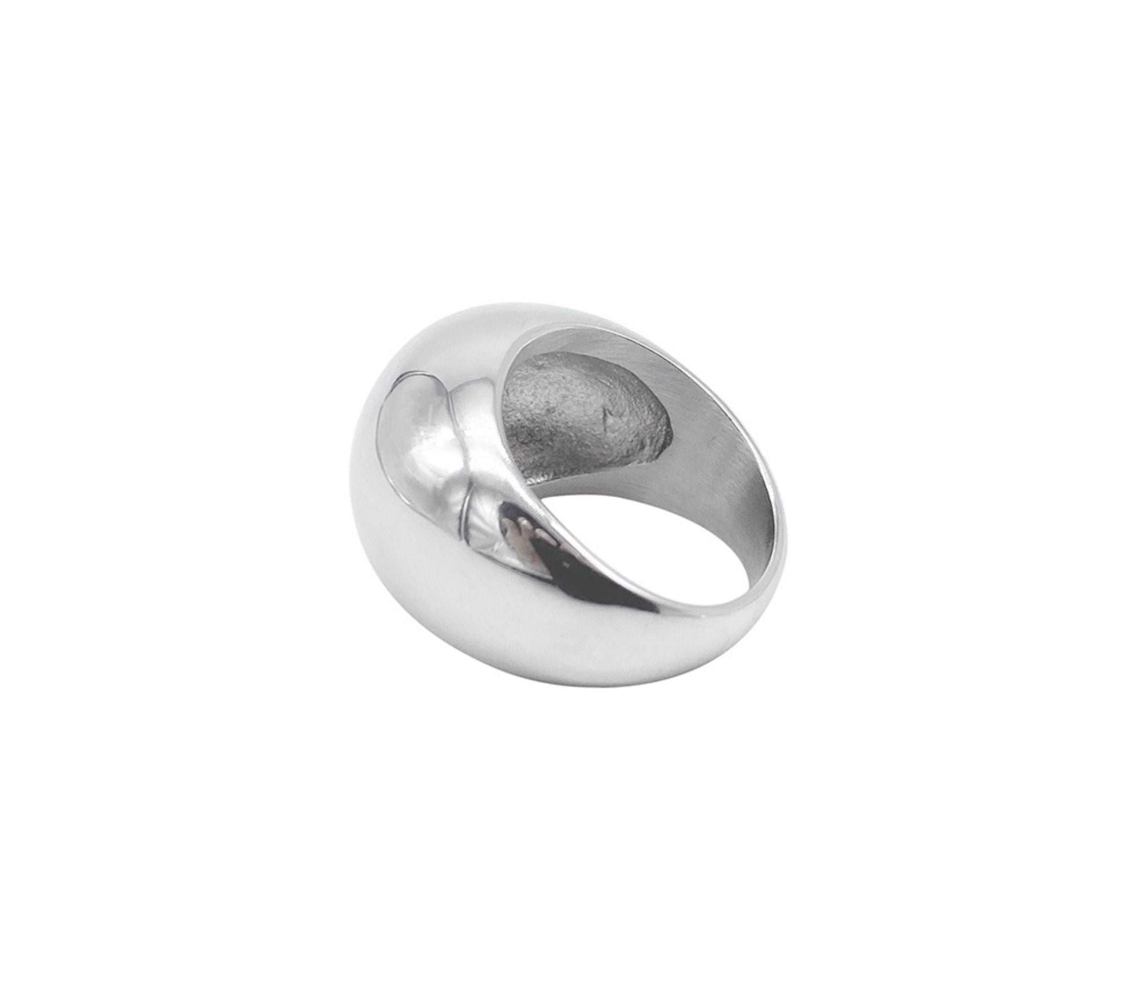 Tarnish Resistant Rhodium Plated Dome Ring