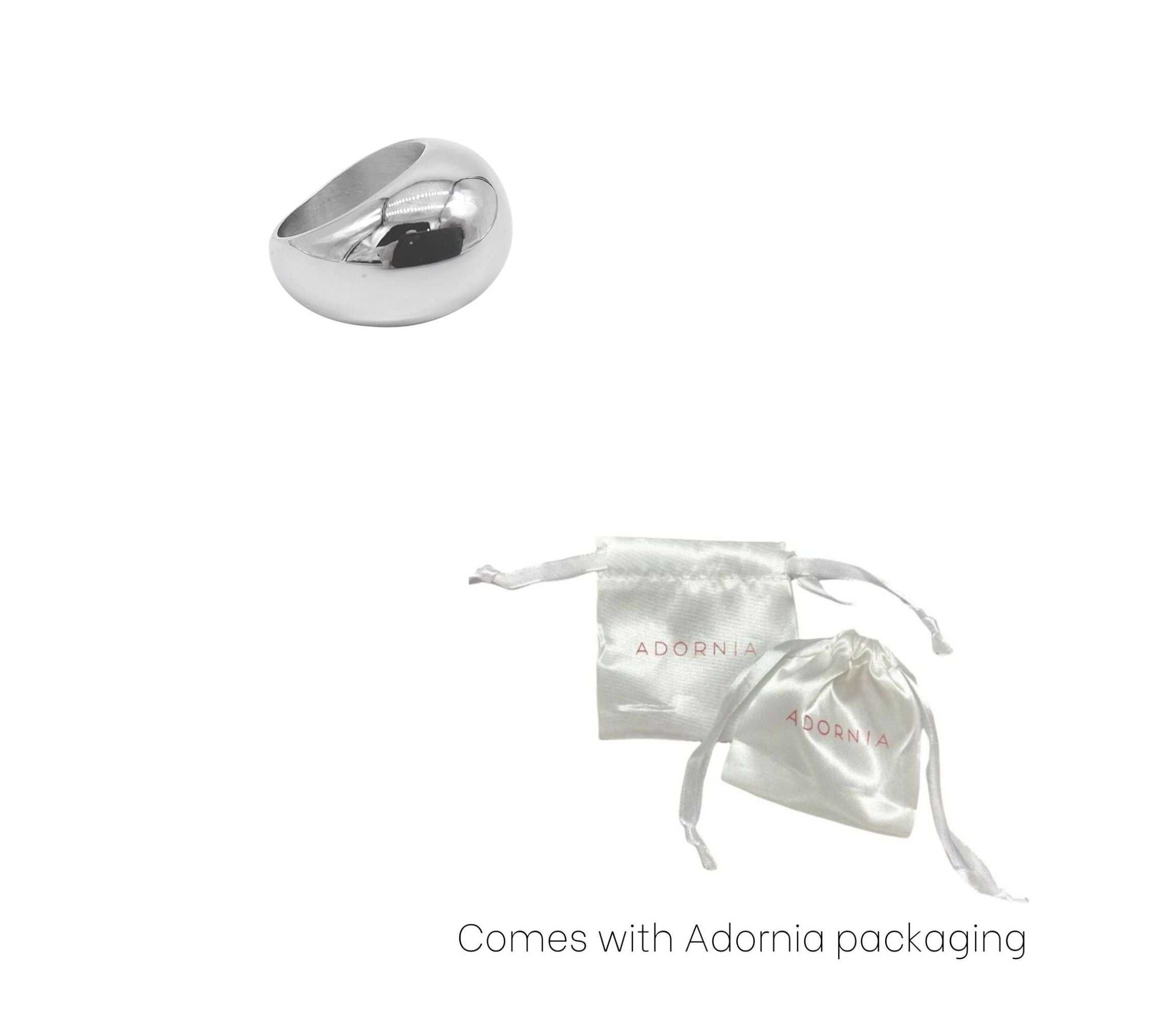 Tarnish Resistant Rhodium Plated Dome Ring