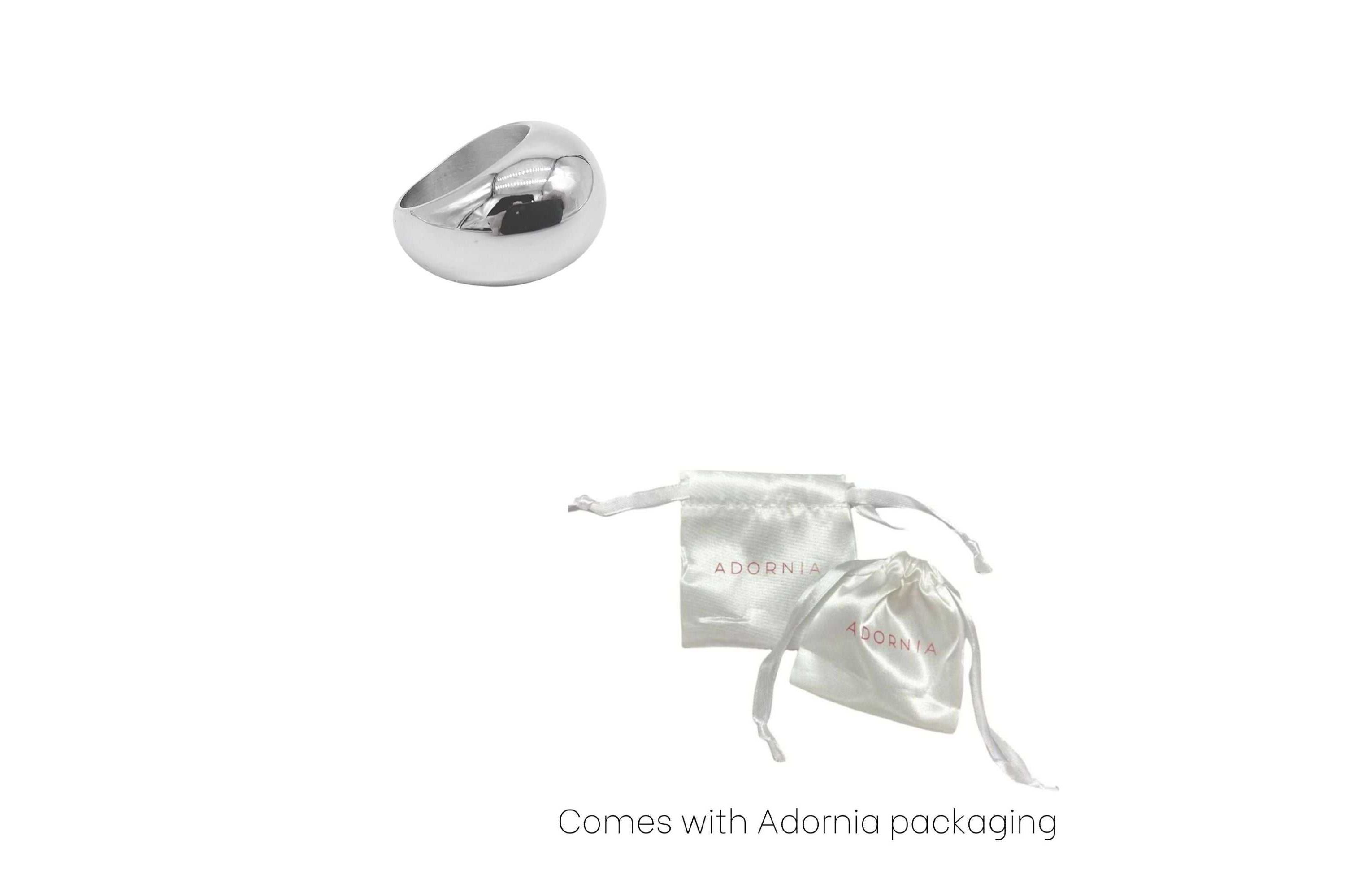 Tarnish Resistant Rhodium Plated Dome Ring