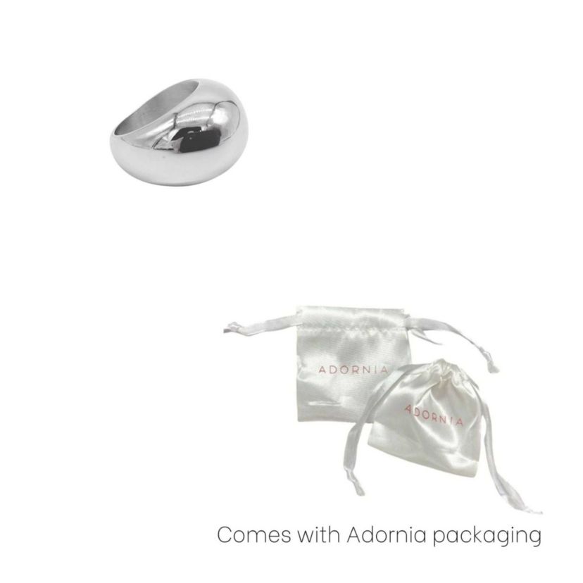 Tarnish Resistant Rhodium Plated Dome Ring