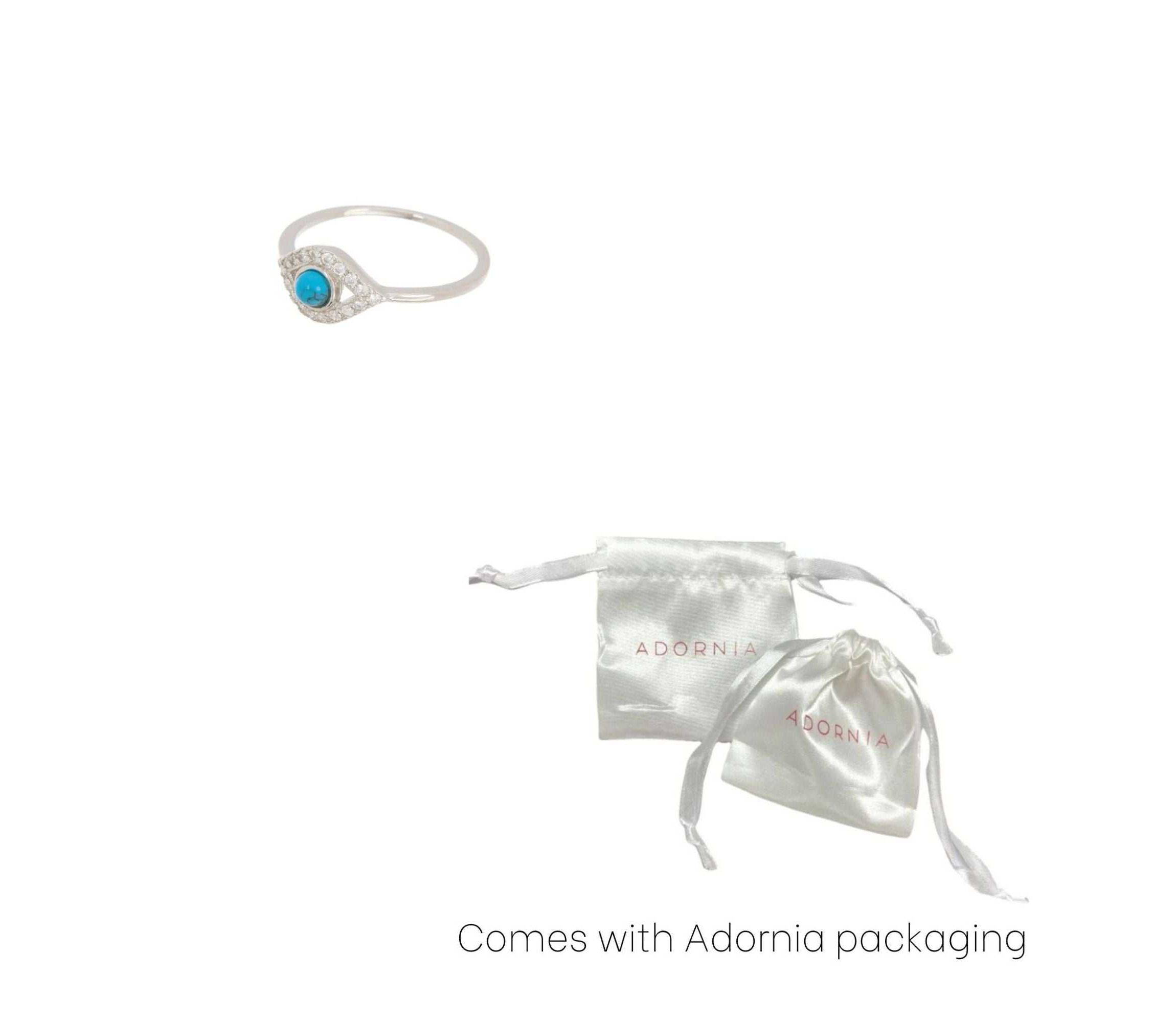 Rhodium Plated Evil Eye Ring