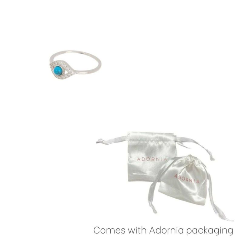 Rhodium Plated Evil Eye Ring