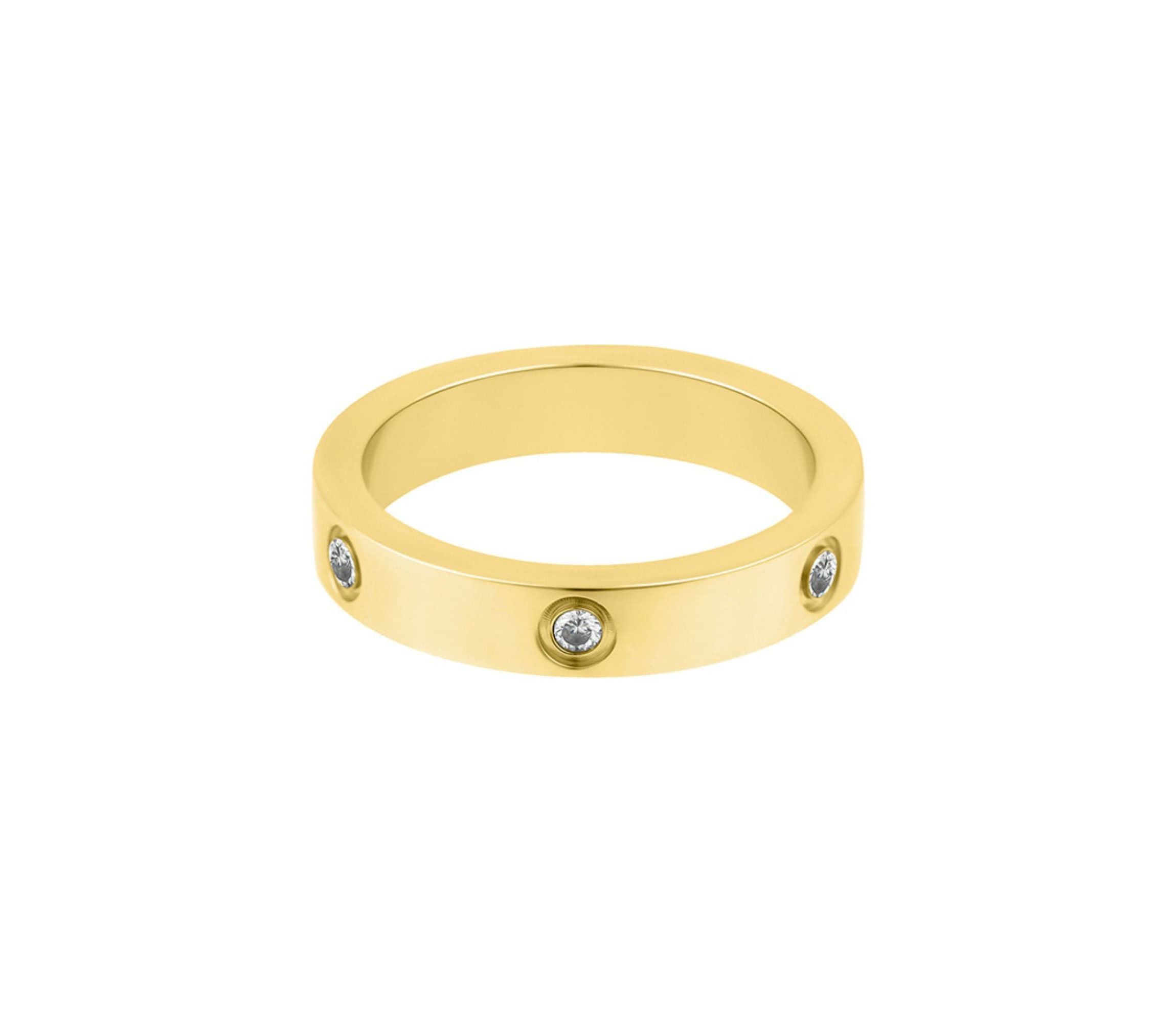 Tarnish Resistant 18k Gold Plated Pave Eternity Band Ring