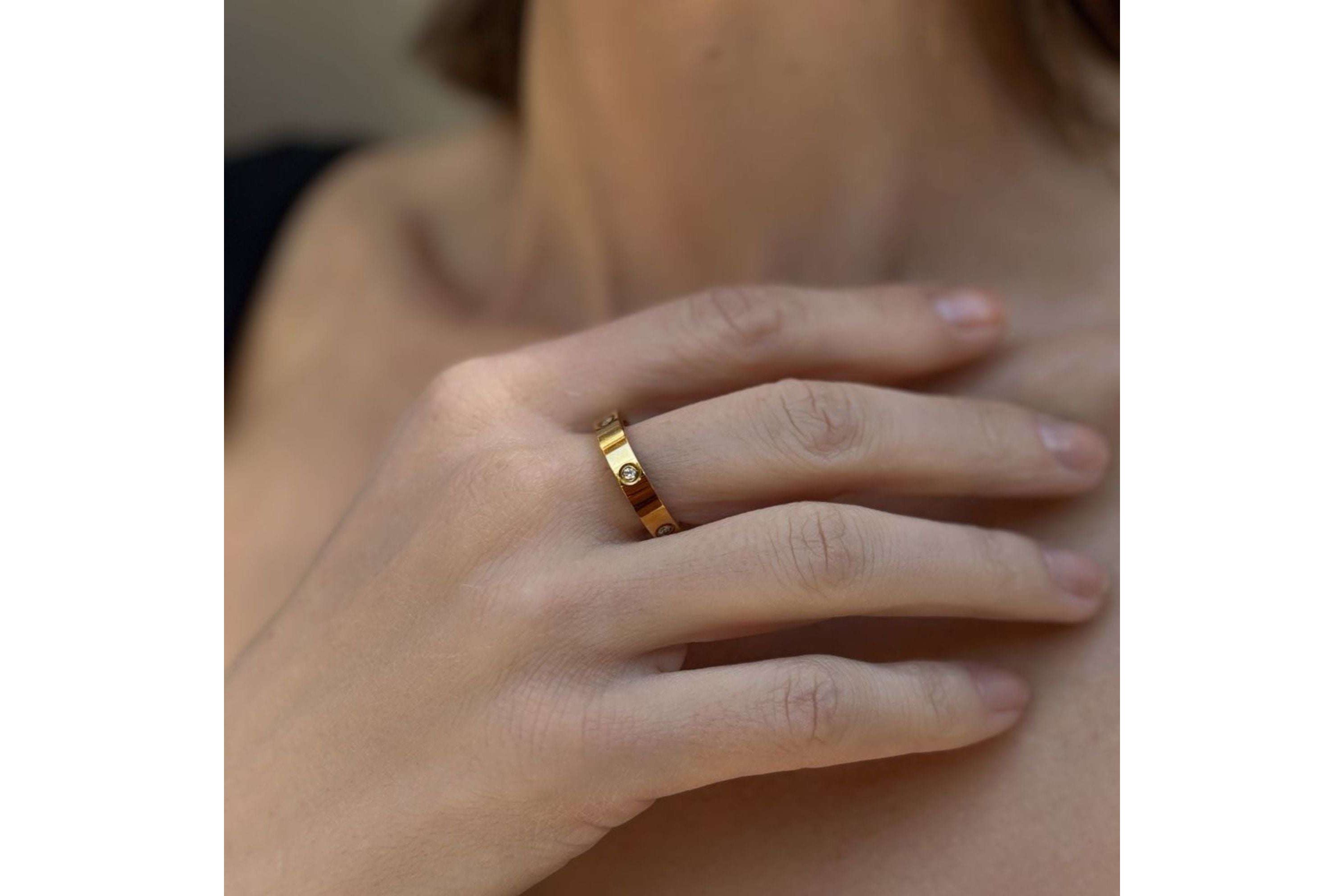 Tarnish Resistant 18k Gold Plated Pave Eternity Band Ring