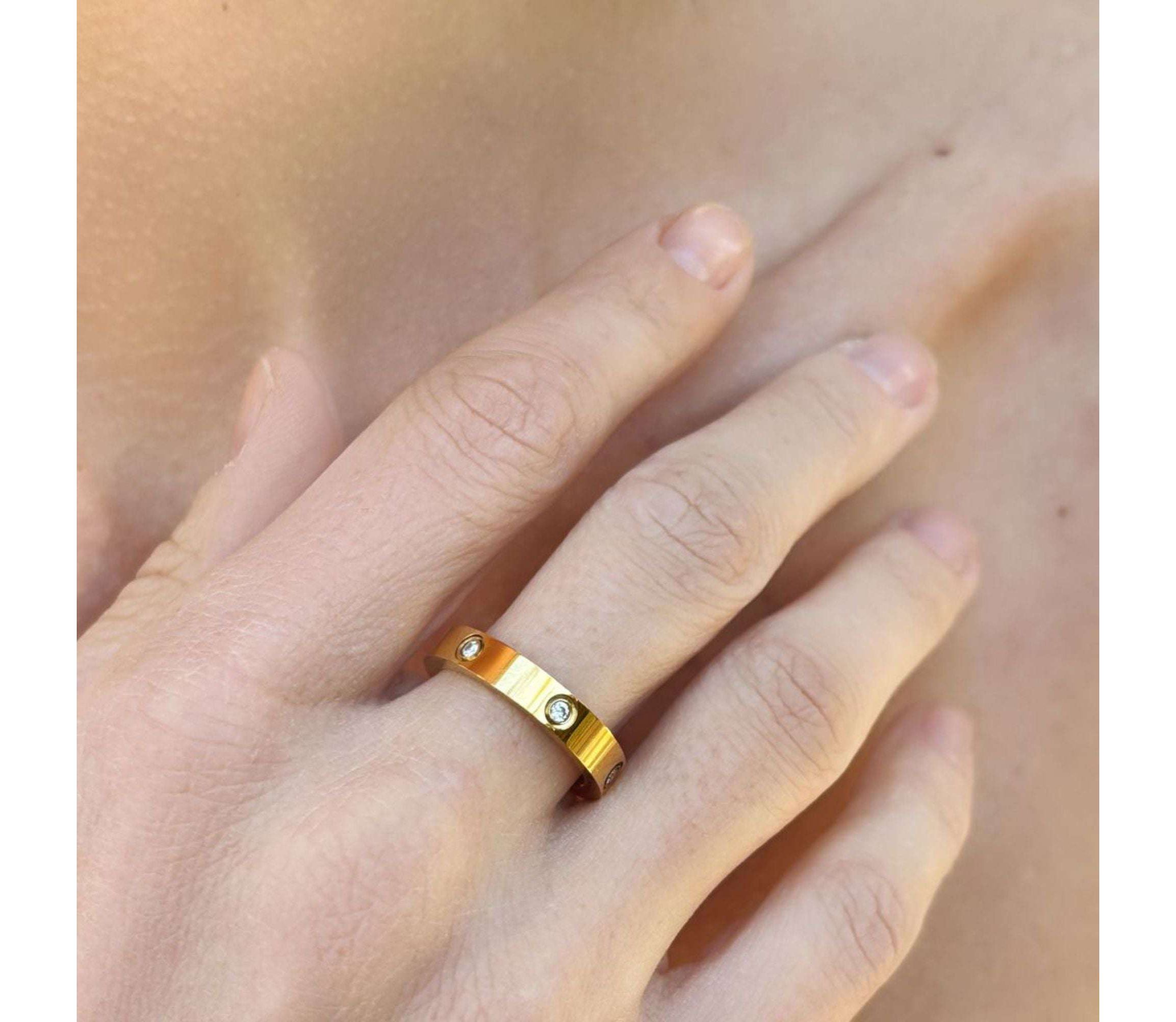 Tarnish Resistant 18k Gold Plated Pave Eternity Band Ring