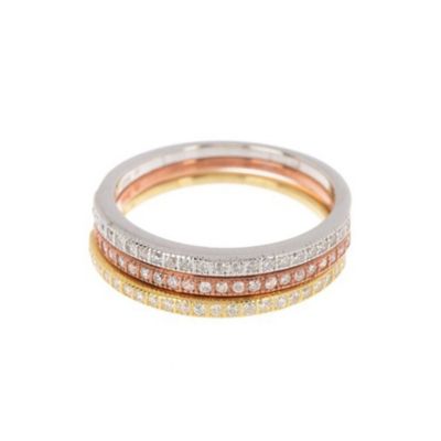 Adornia 14k Gold and Rhodium Plated Half Eternity Band Set