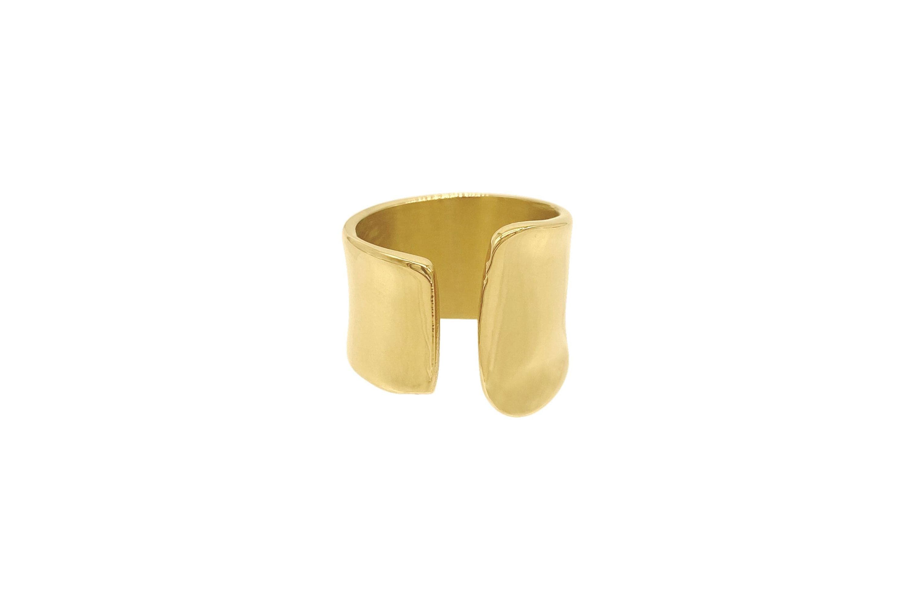 Tarnish Resistant 14k Gold Plated Tall Open Band Ring