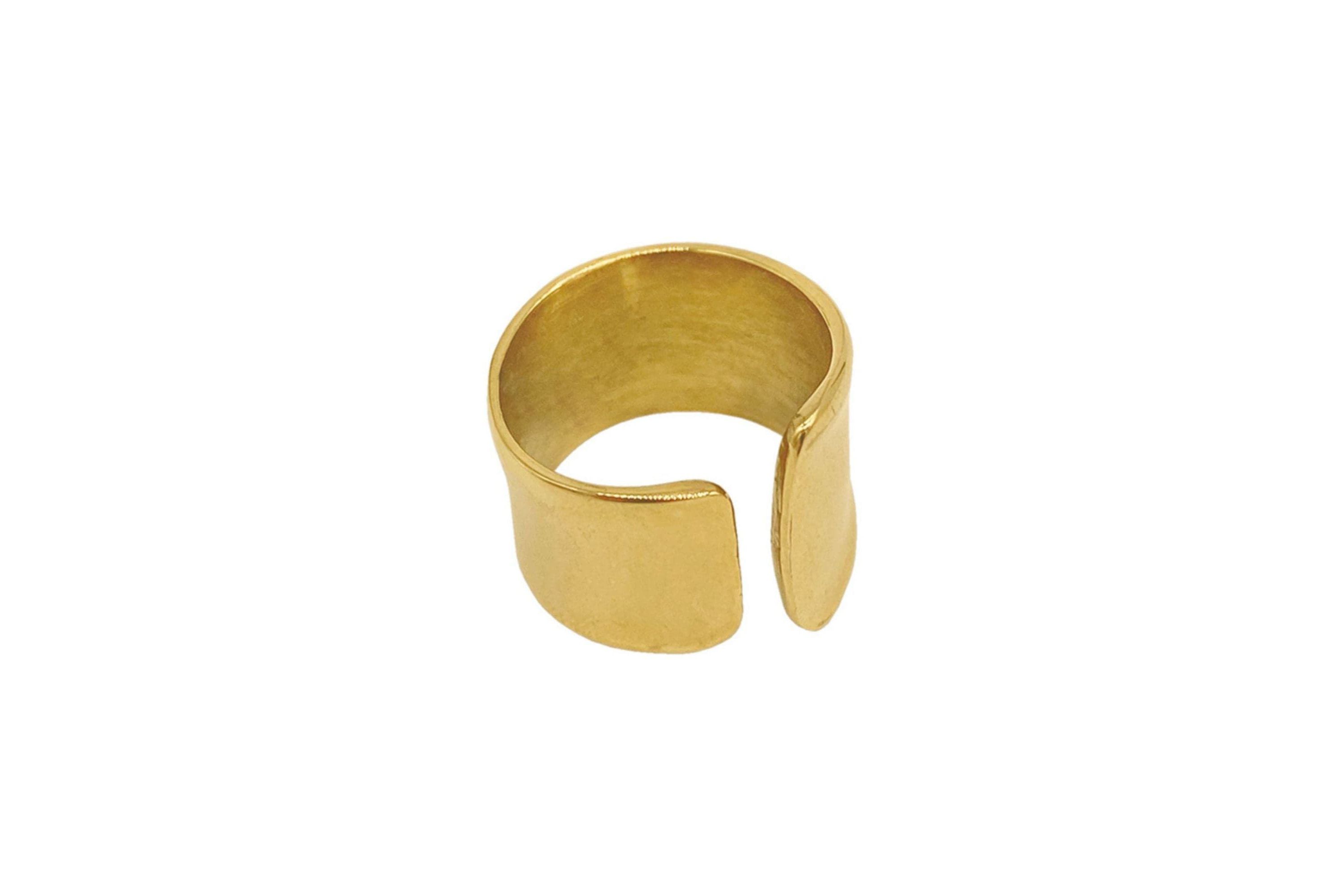 Tarnish Resistant 14k Gold Plated Tall Open Band Ring